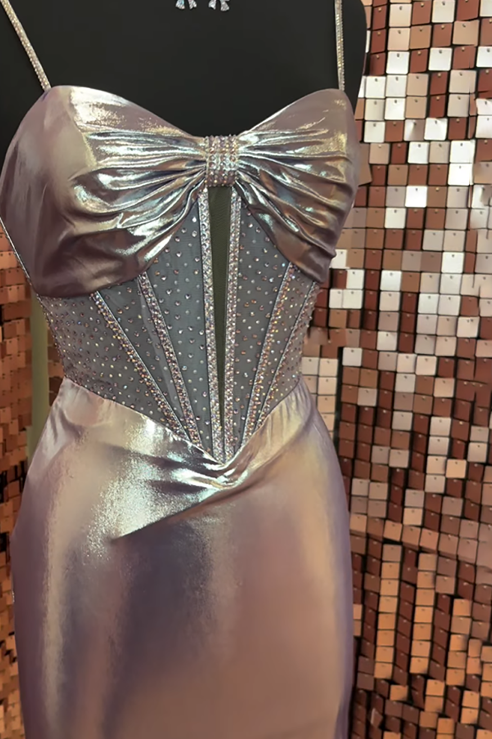 Sparkly Sliver Mermaid Corset Long Prom Dress with Beading