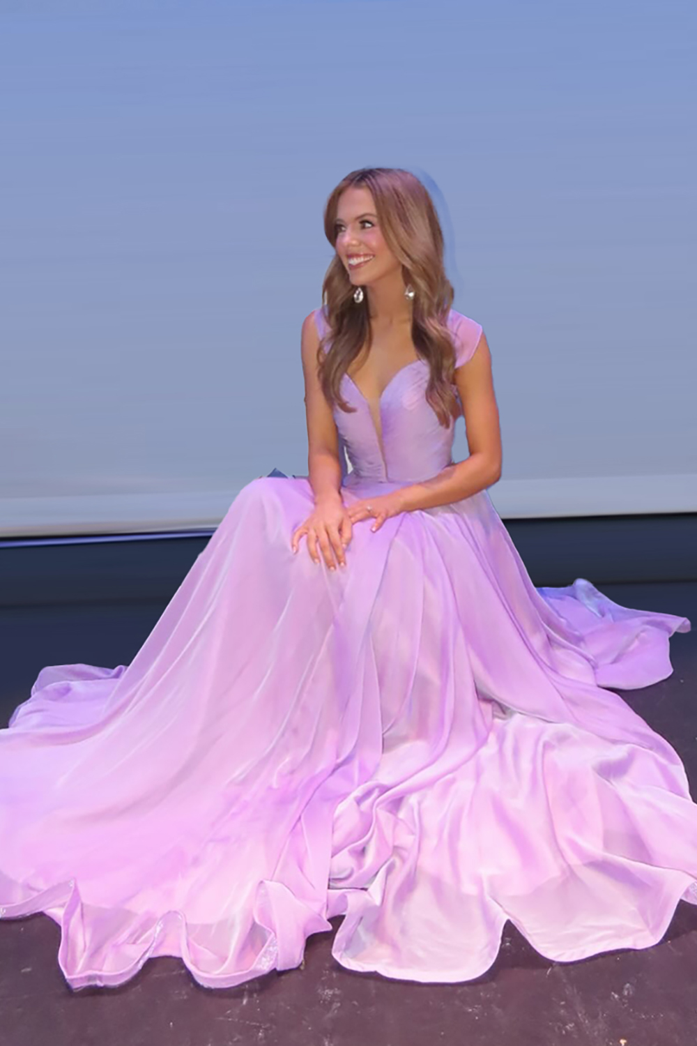 Lilac V-Neck Ball Gown Long Prom Dress