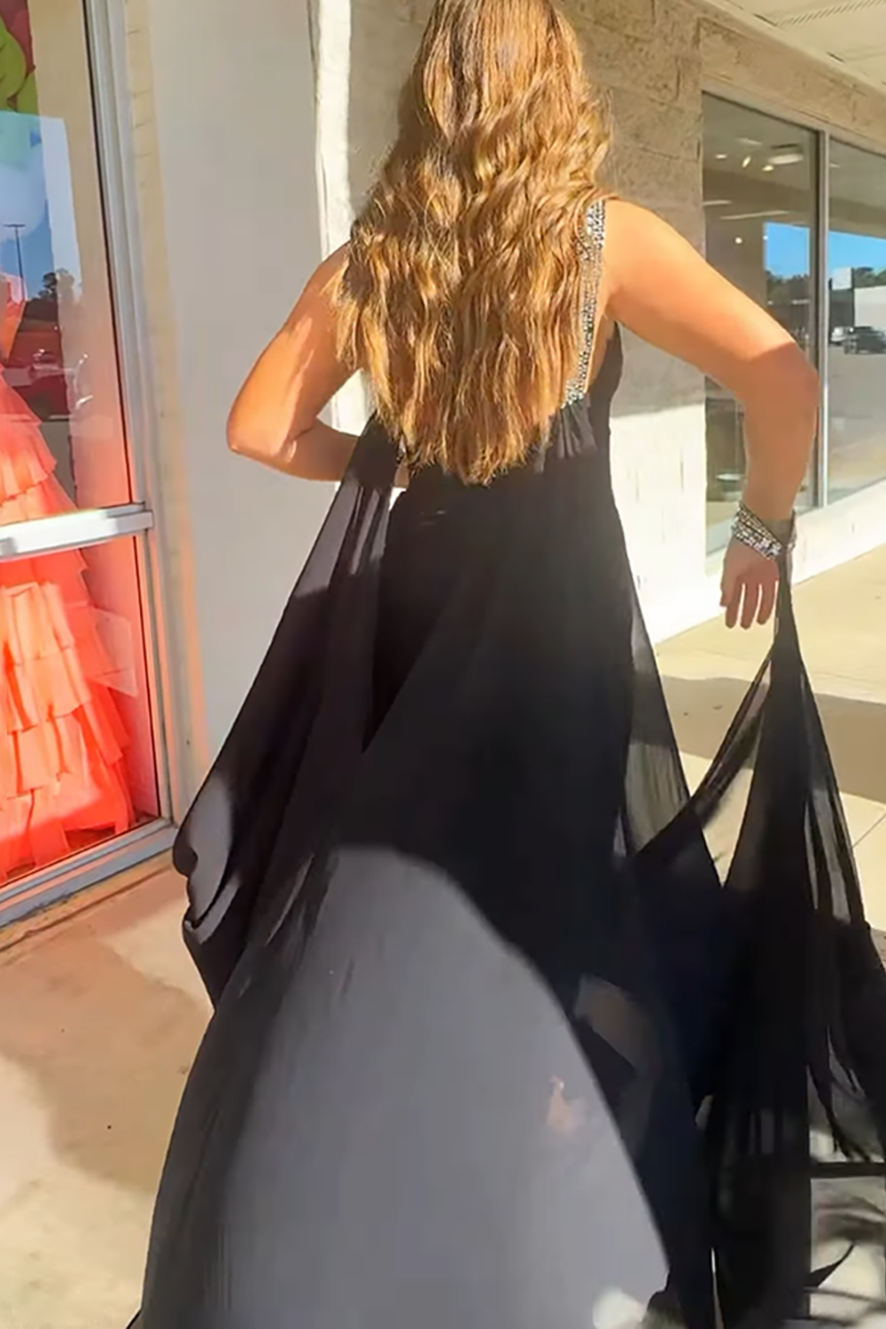 Sparkly Black High Neck Beaded Long Prom Jumpsuits with Cape