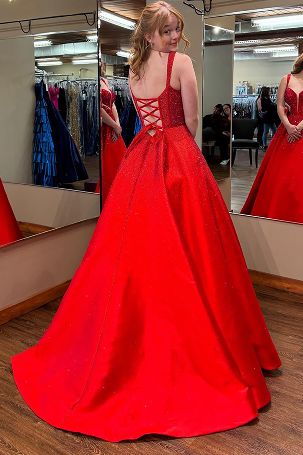 Sparkly Emerald Green Ball Gown Corset Long Prom Dress with Beading