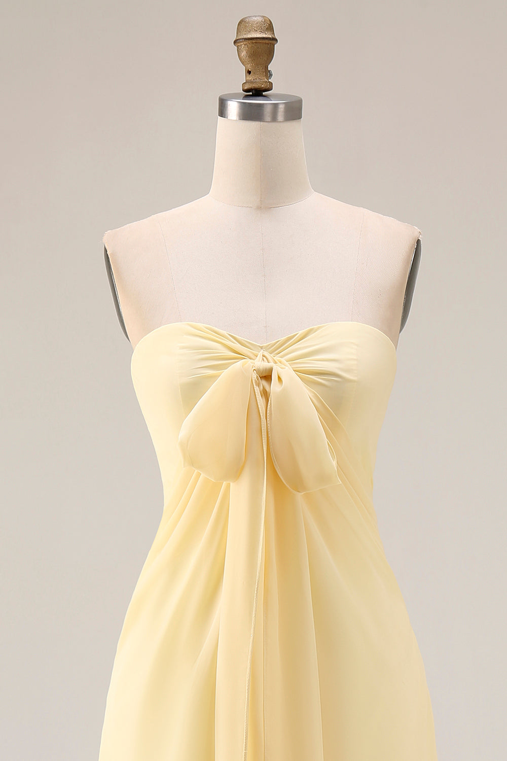 Yellow A Line Backless Ruched Convertible Wear Long Chiffon Prom Dress