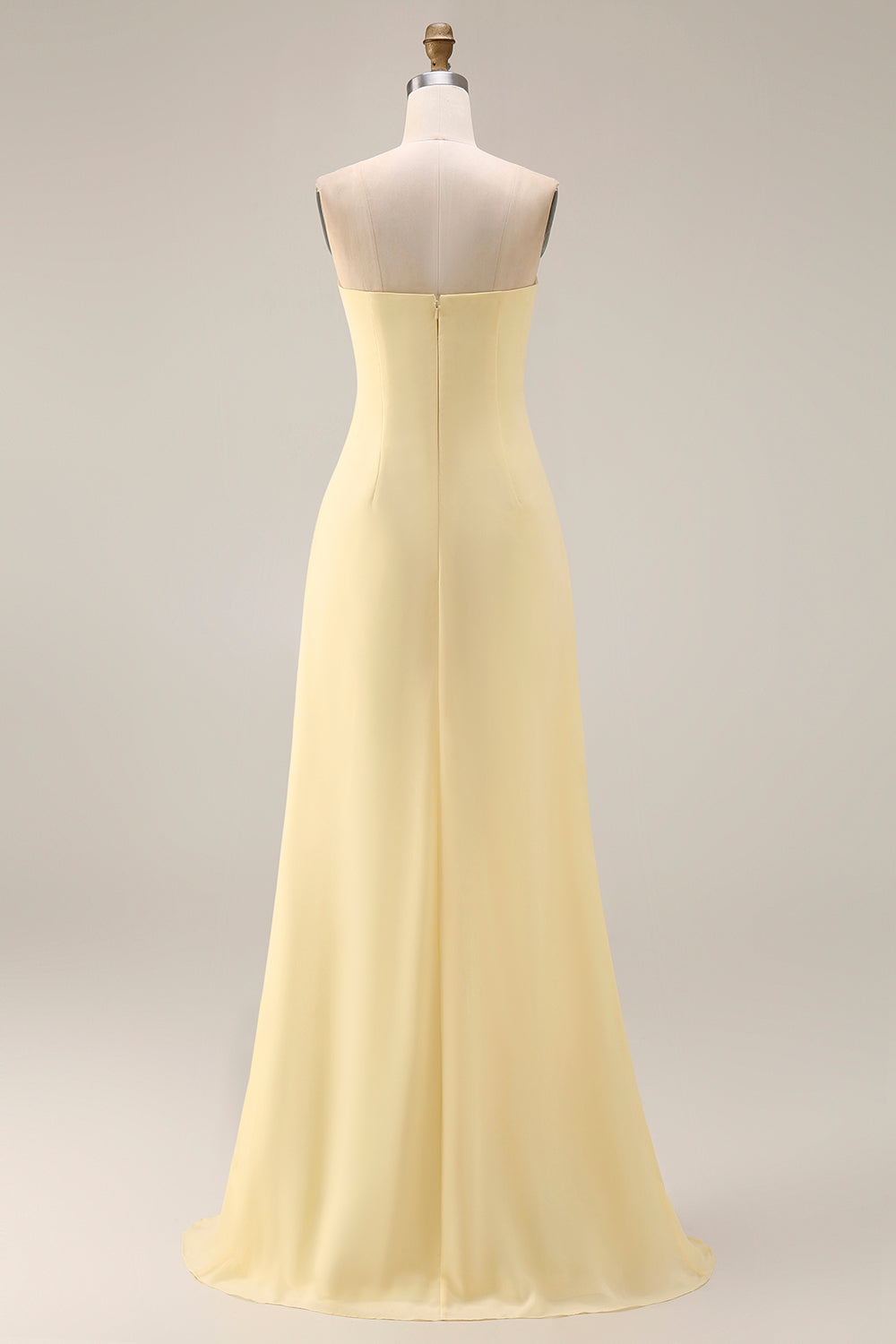 Yellow A Line Backless Ruched Convertible Wear Long Chiffon Prom Dress