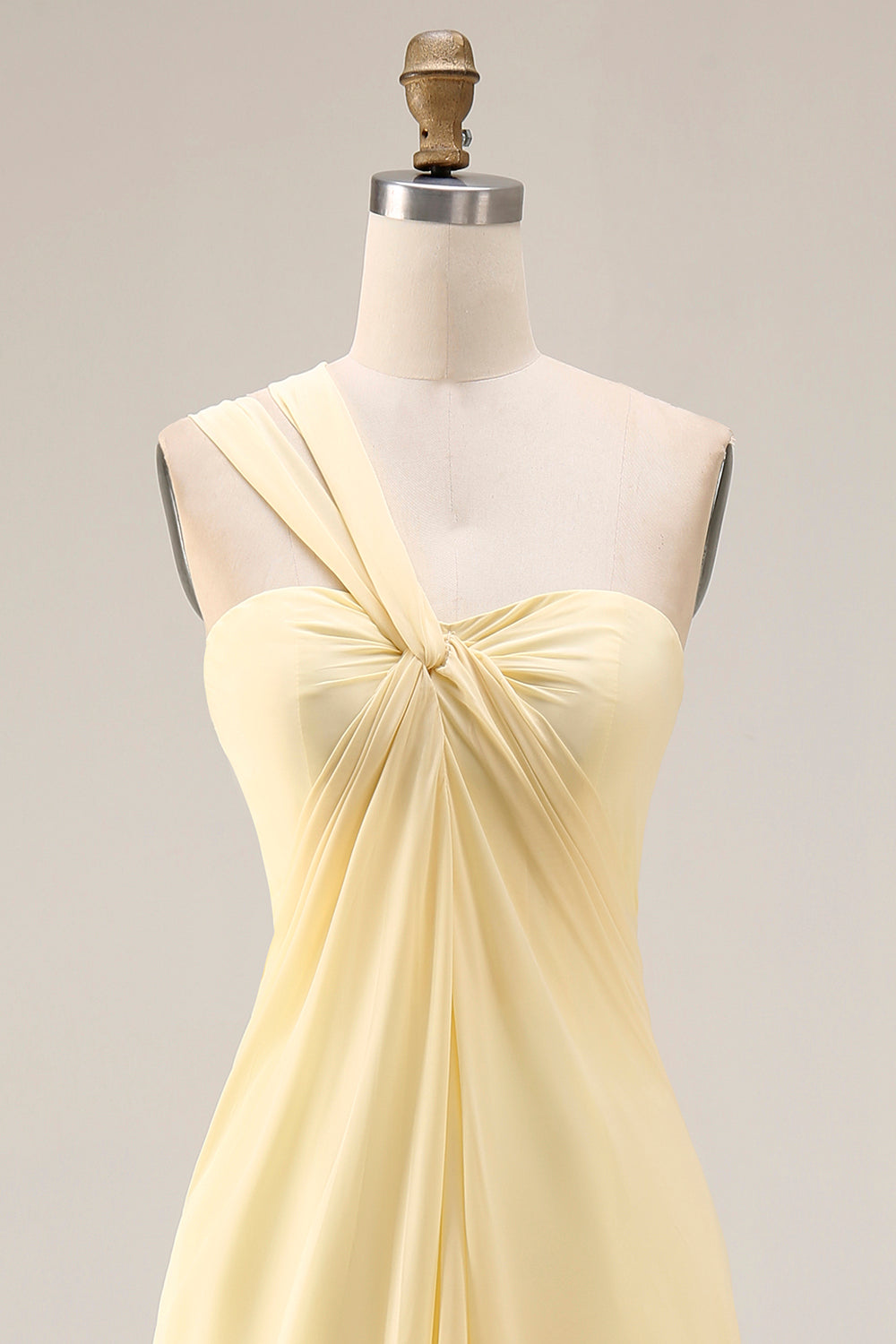 Yellow A Line Backless Ruched Convertible Wear Long Chiffon Prom Dress