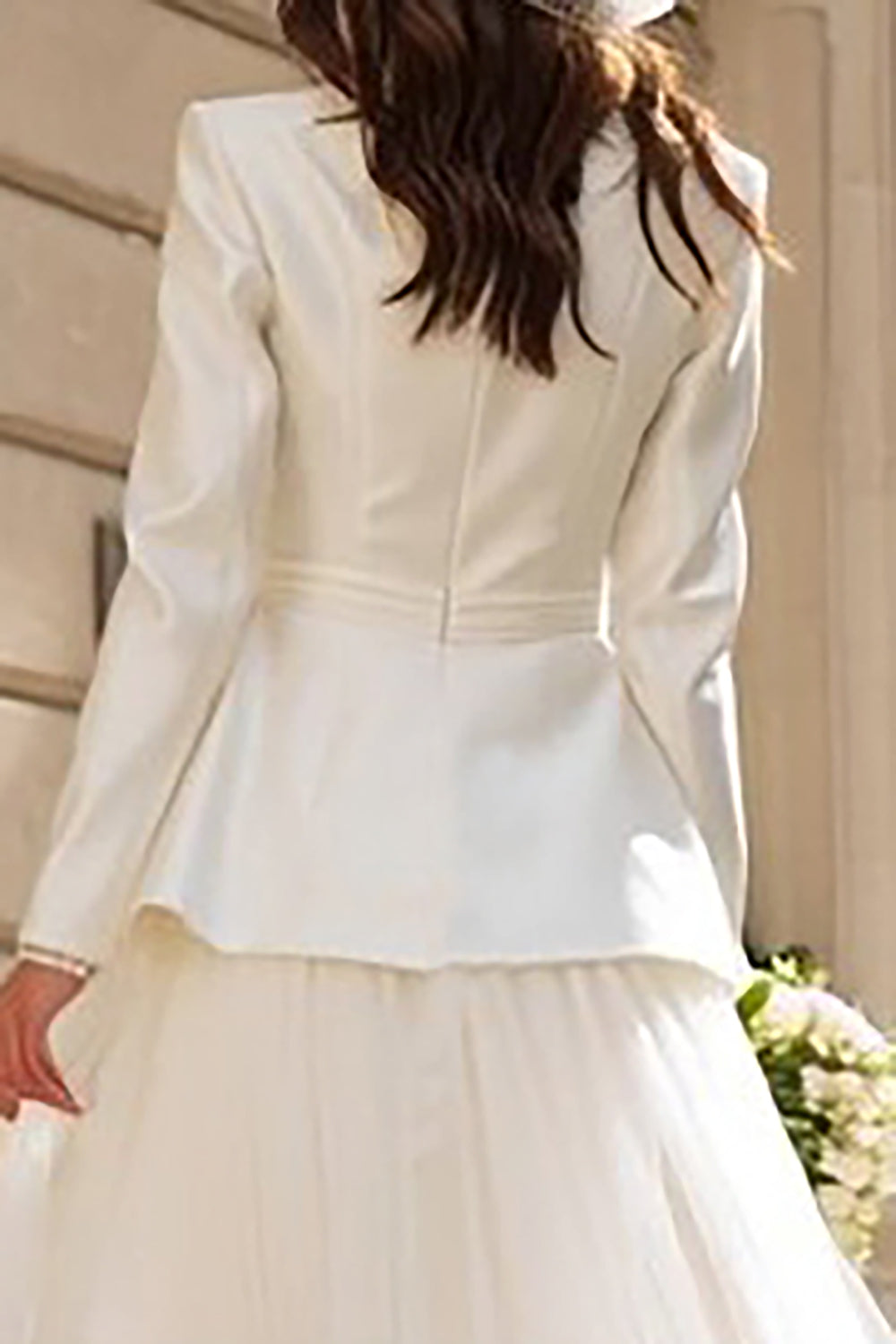 Ivory 2 Piece Peak Lapel Blazer Wedding Reception Outfits