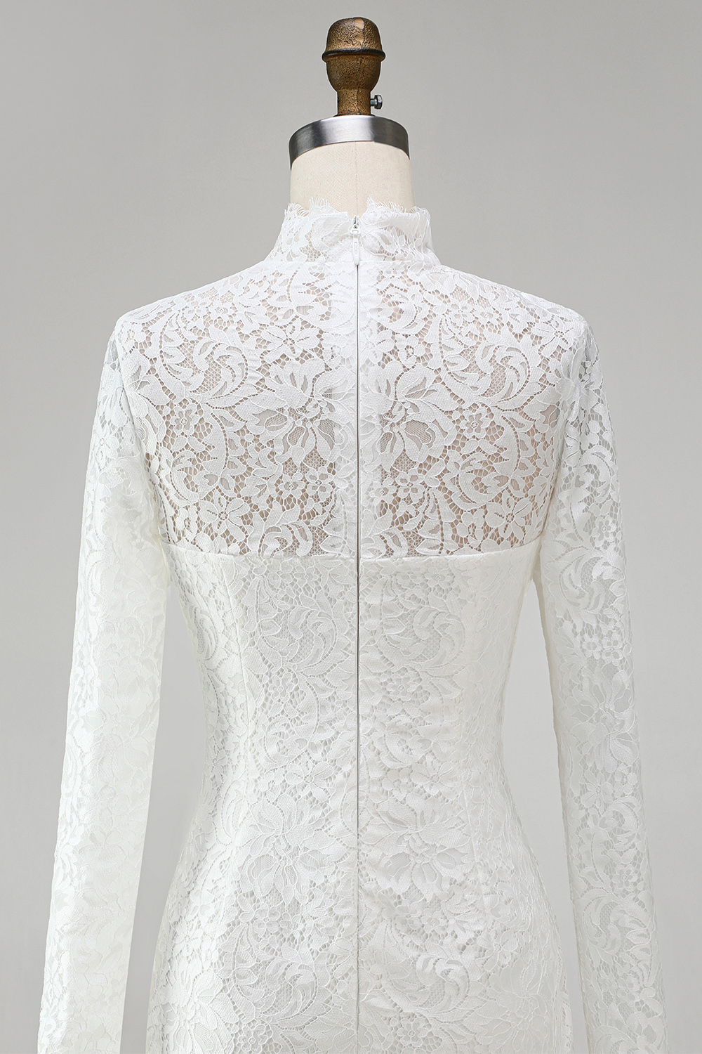 Vintage Ivory Bodycon High Neck Lace Long Sleeves Bridal Shower Dress