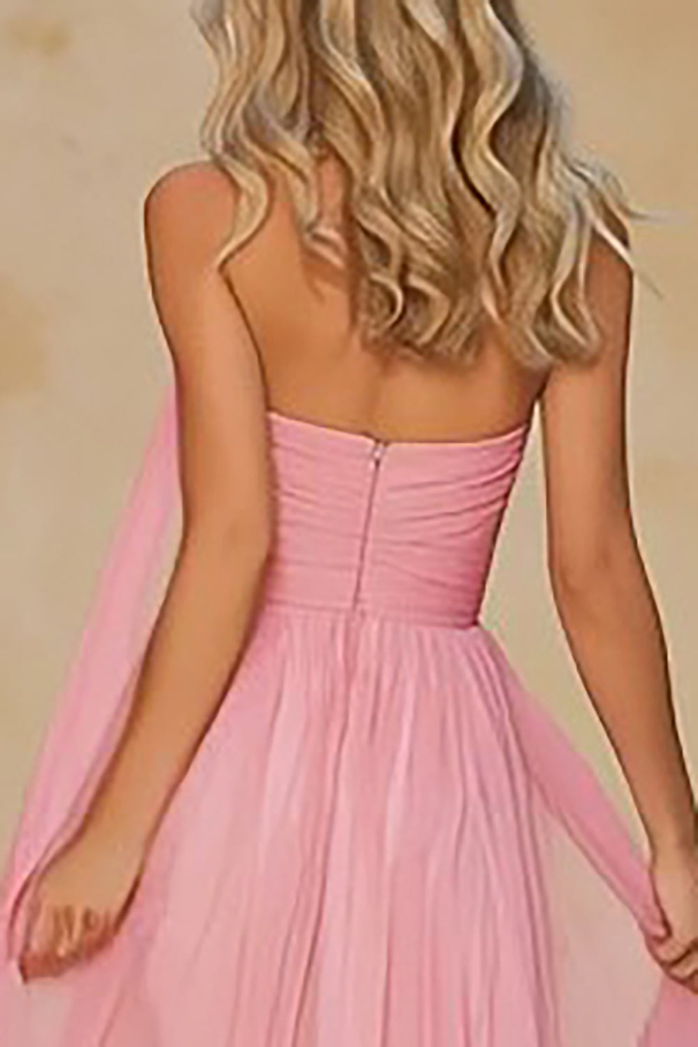 Pink A Line Sweetheart Neck Scarf Long Chiffon Prom Dress