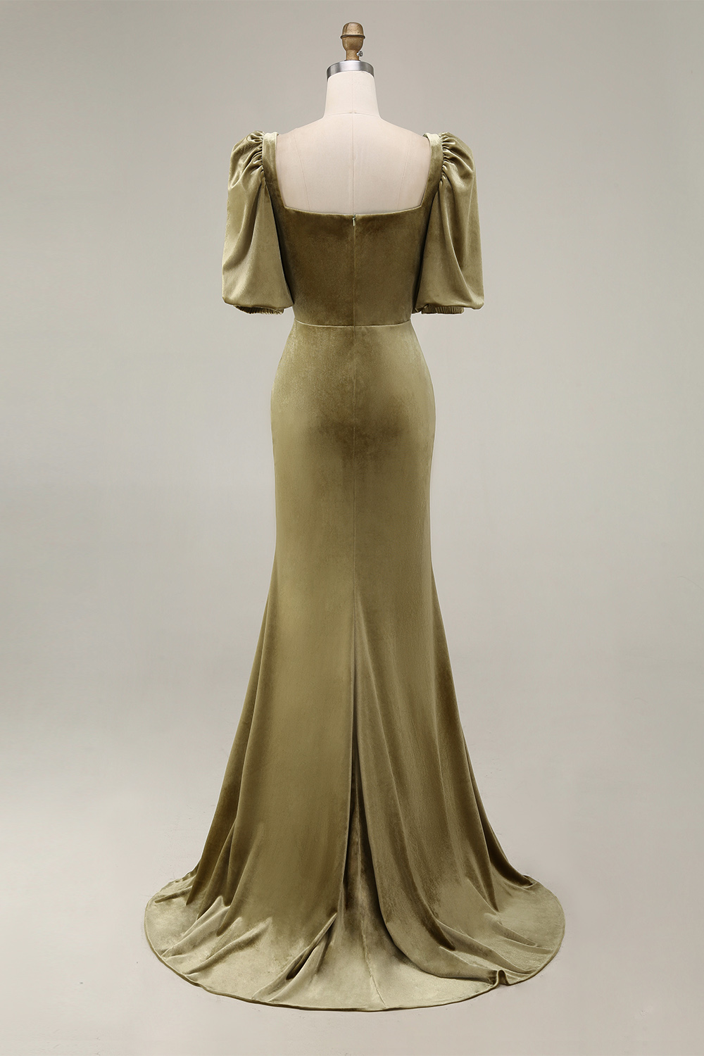 Navy Velvet Square Neck Mermaid Long Holiday Party Dress with Sleeves