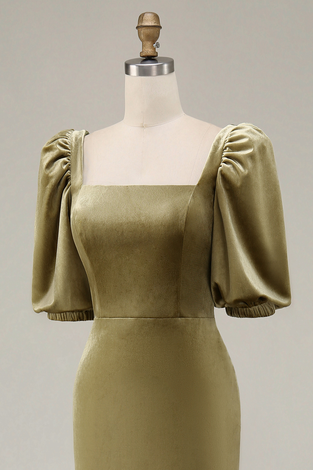 Navy Velvet Square Neck Mermaid Long Holiday Party Dress with Sleeves