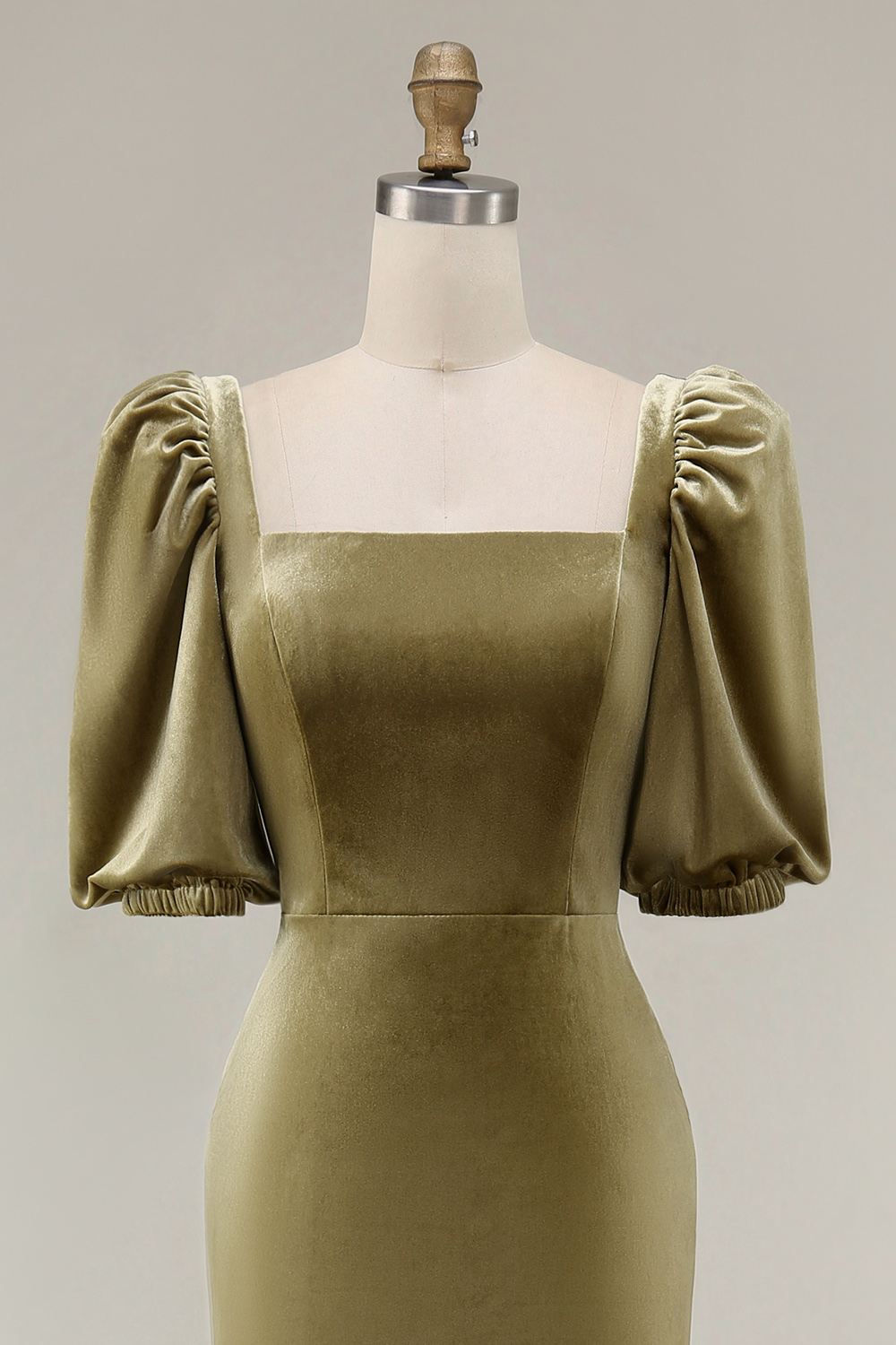 Navy Velvet Square Neck Mermaid Long Holiday Party Dress with Sleeves