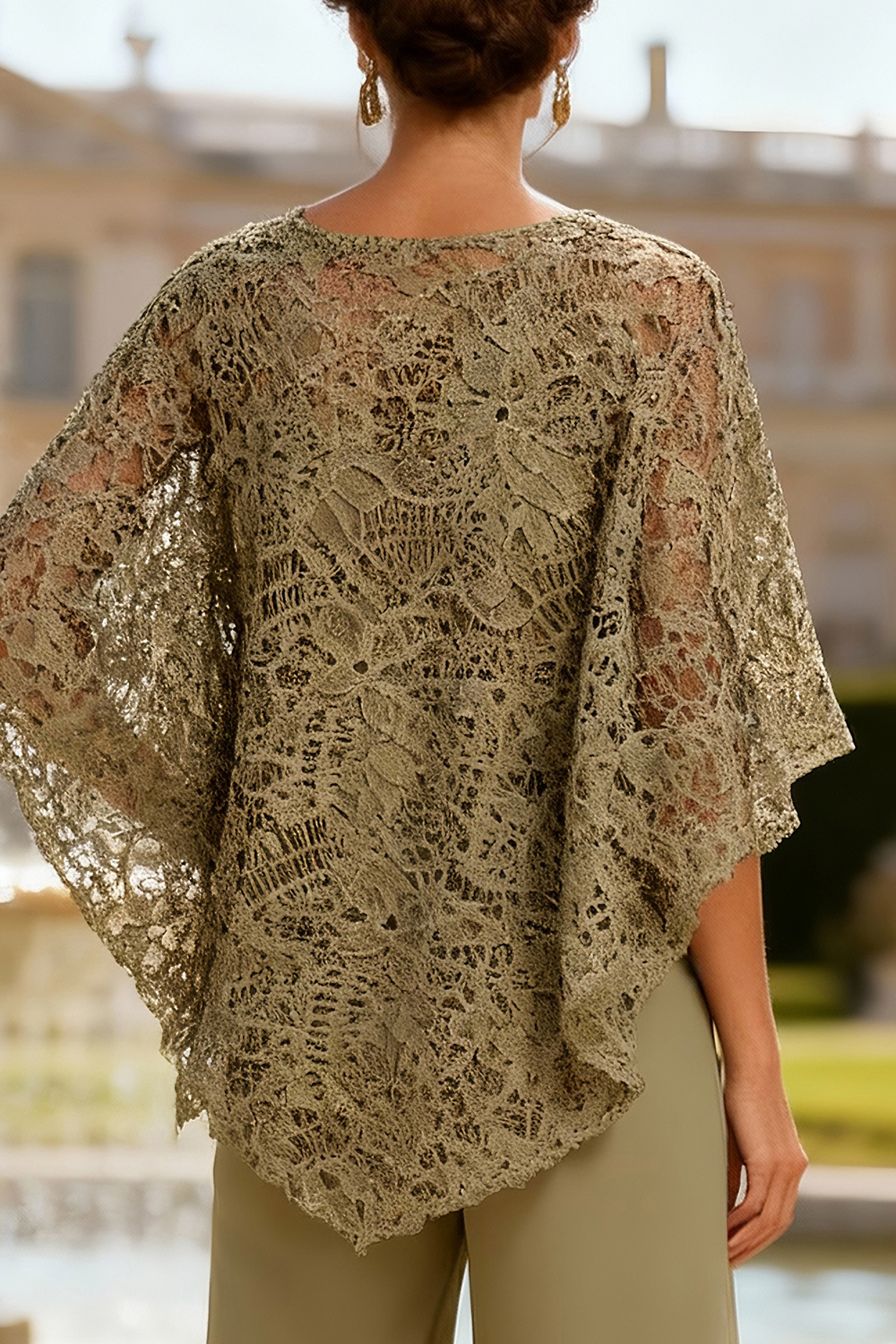 Lace Dusty Sage Boat Neck 2 Piece Mother of the Bride Pant Suits