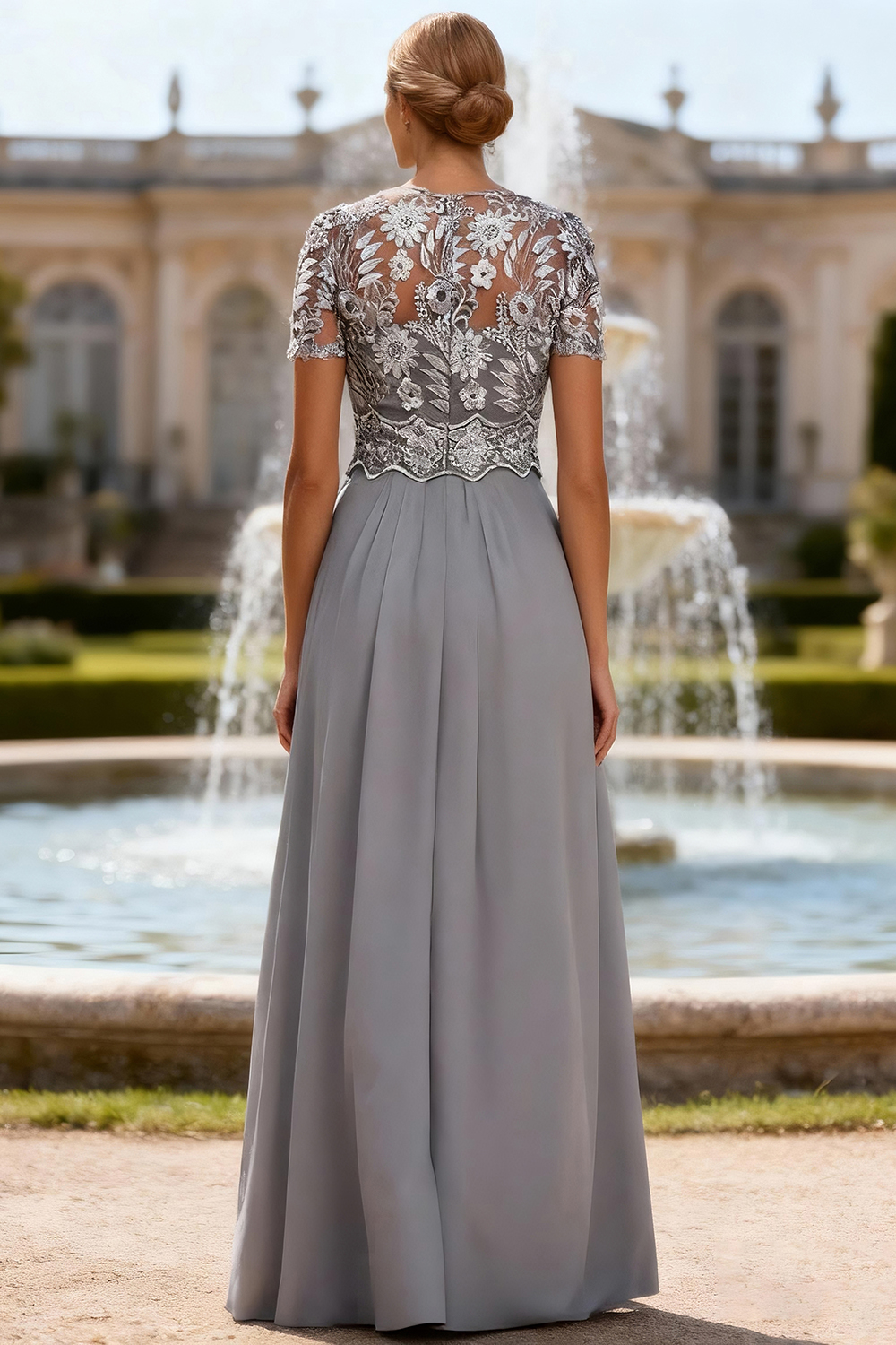 Sparkly Grey Blue Floral Beaded 2 Piece Mother of the Bride Pant Suits with Cape