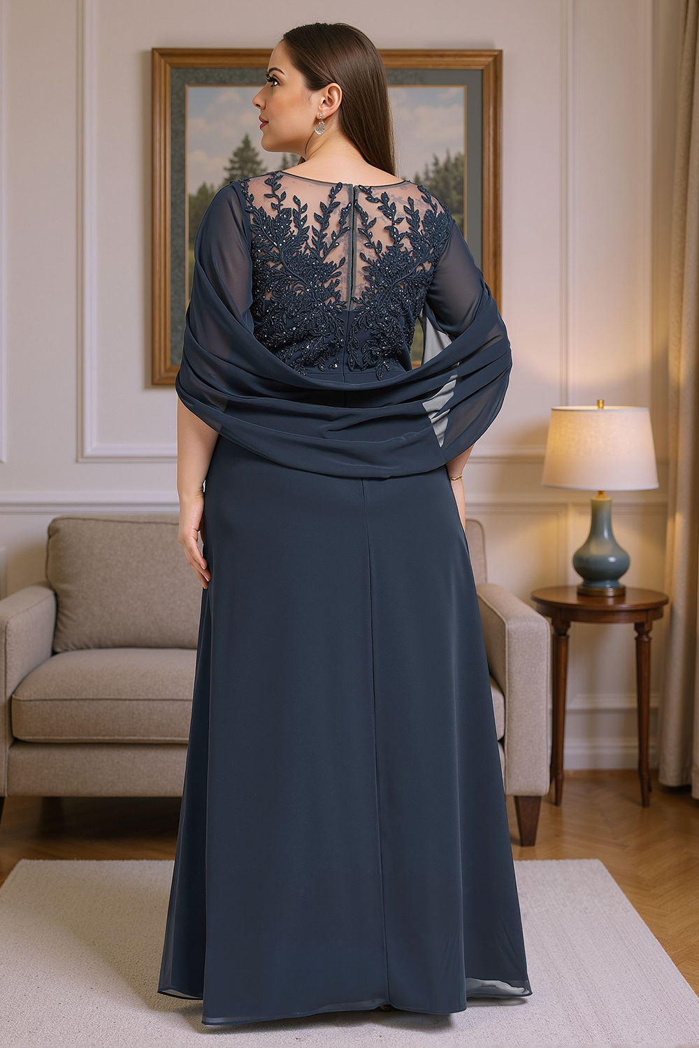 Sparkly Draped A Line Floor-Length Mother of the Bride Dress with Beading