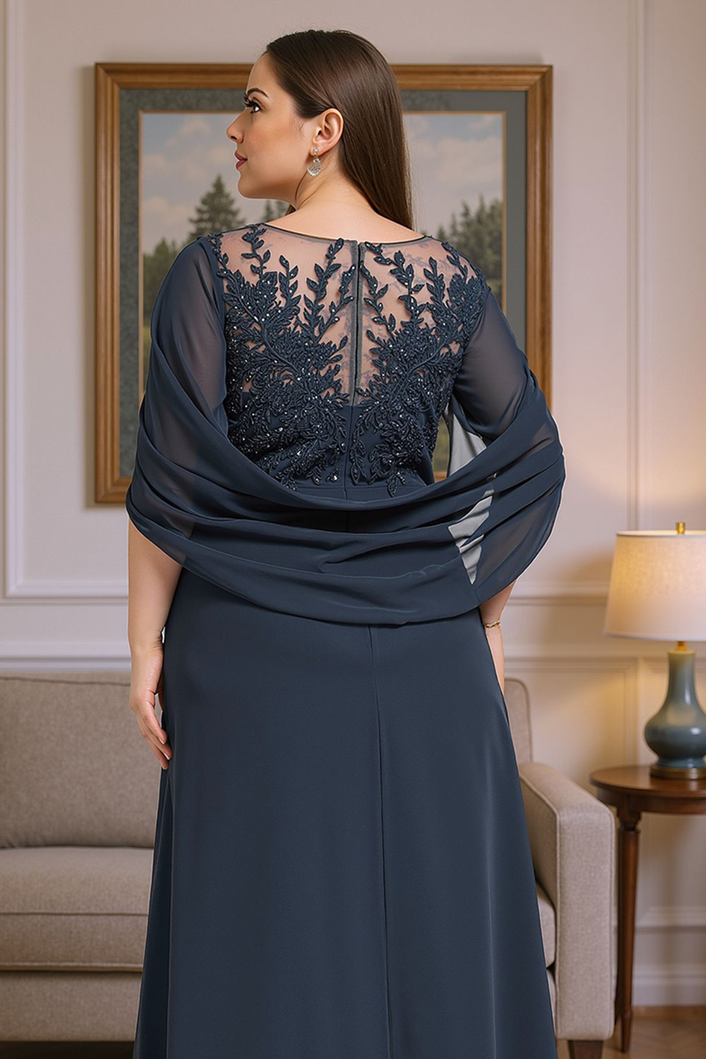 Sparkly Draped A Line Floor-Length Mother of the Bride Dress with Beading