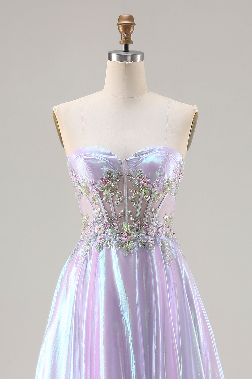 Sparkly Purple Ball Gown Sweetheart Long Corset Prom Dress with Appliques