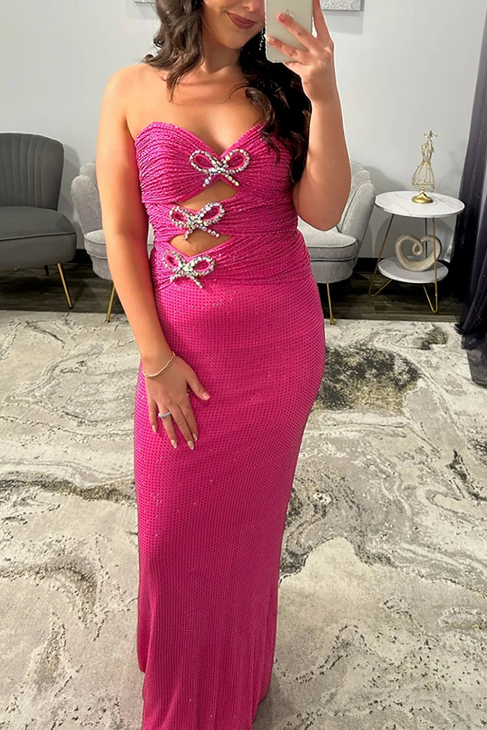 Sparkly Black Mermaid Cut Out Long Beaded Prom Dress with Bows