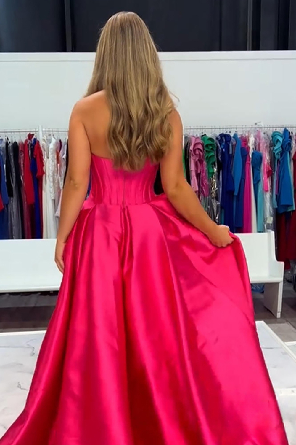 Black Strapless Mermaid Satin Corset Long Prom Dress with Cape