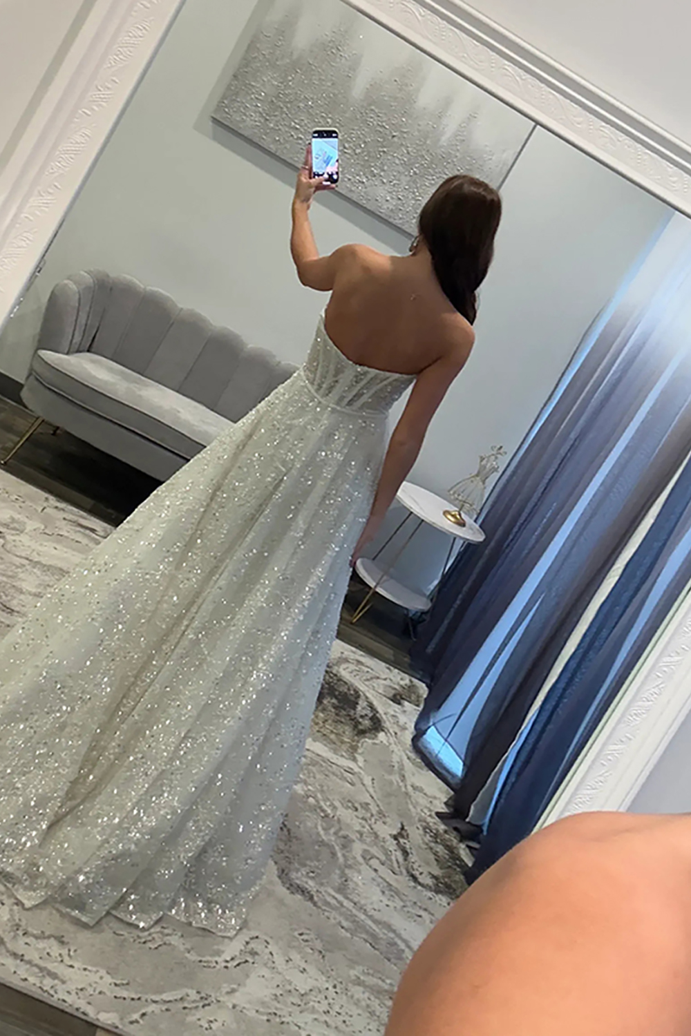 Sparkly White Sequins Sweetheart A Line Corset Long Prom Dress with 3D Flower