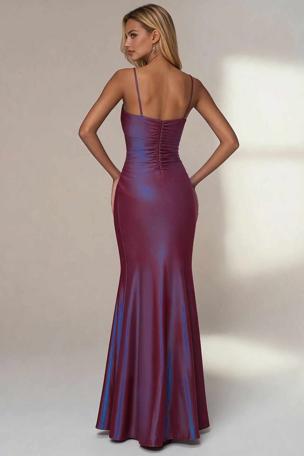 Dark Purple Chameleon Spaghetti Straps Long Mermaid Formal Dress