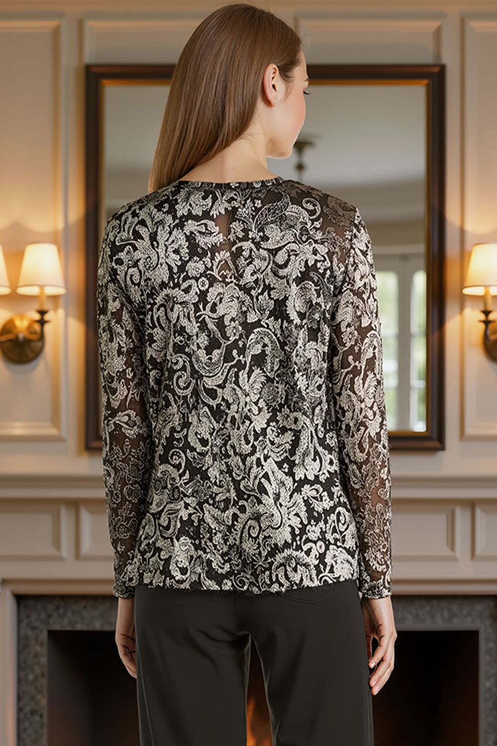 Jacquard Black Golden 3 Piece Mother of the Bride Pant Suits with Jacket