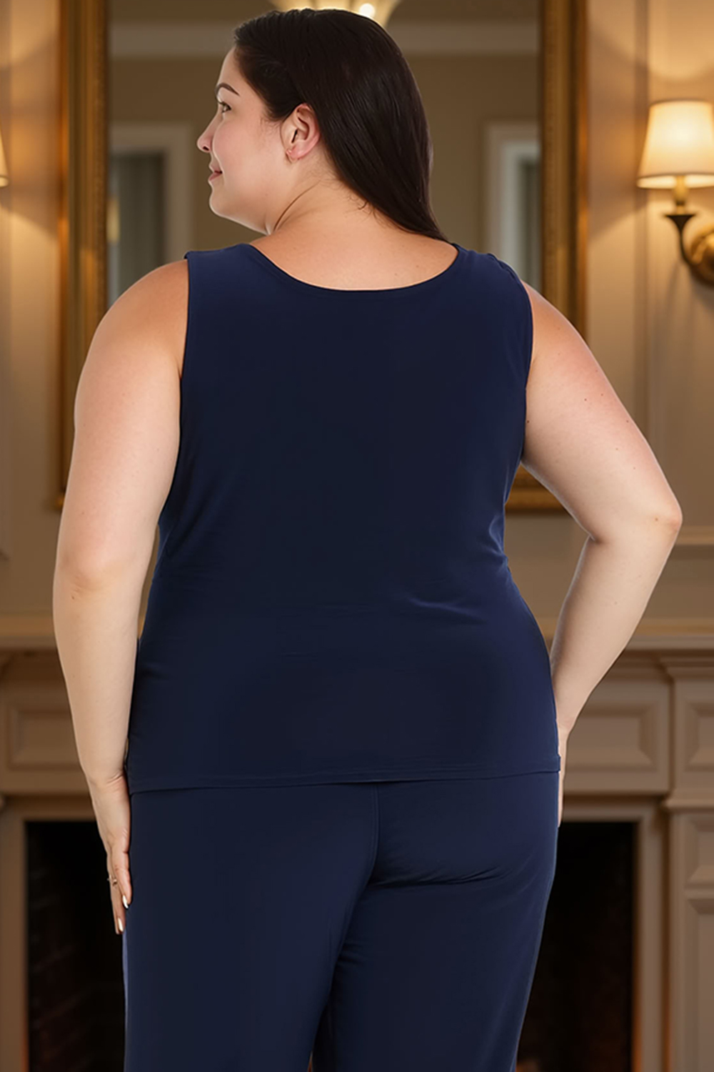 Sparkly Floral Navy Lace 3 Piece Mother of the Bride Pant Suits with Jacket