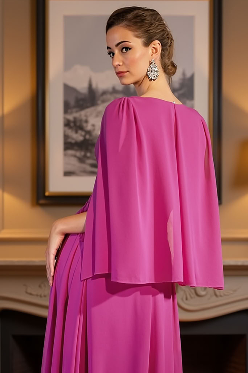 Royal Blue Deep V-Neck Floor-Length Mother of the Bride Dress with Slit