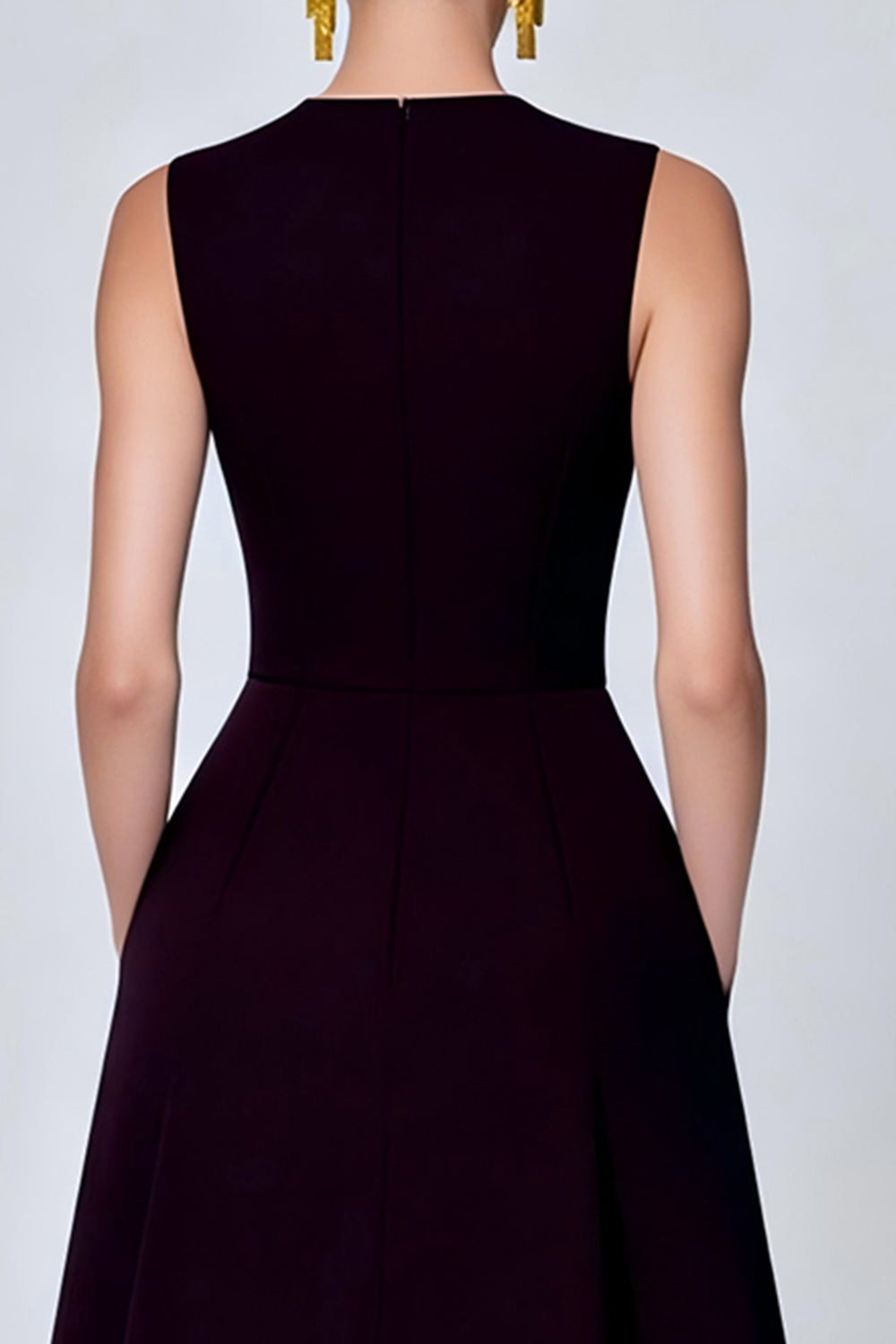 Floral Black A Line Round Neck Long Formal Dress