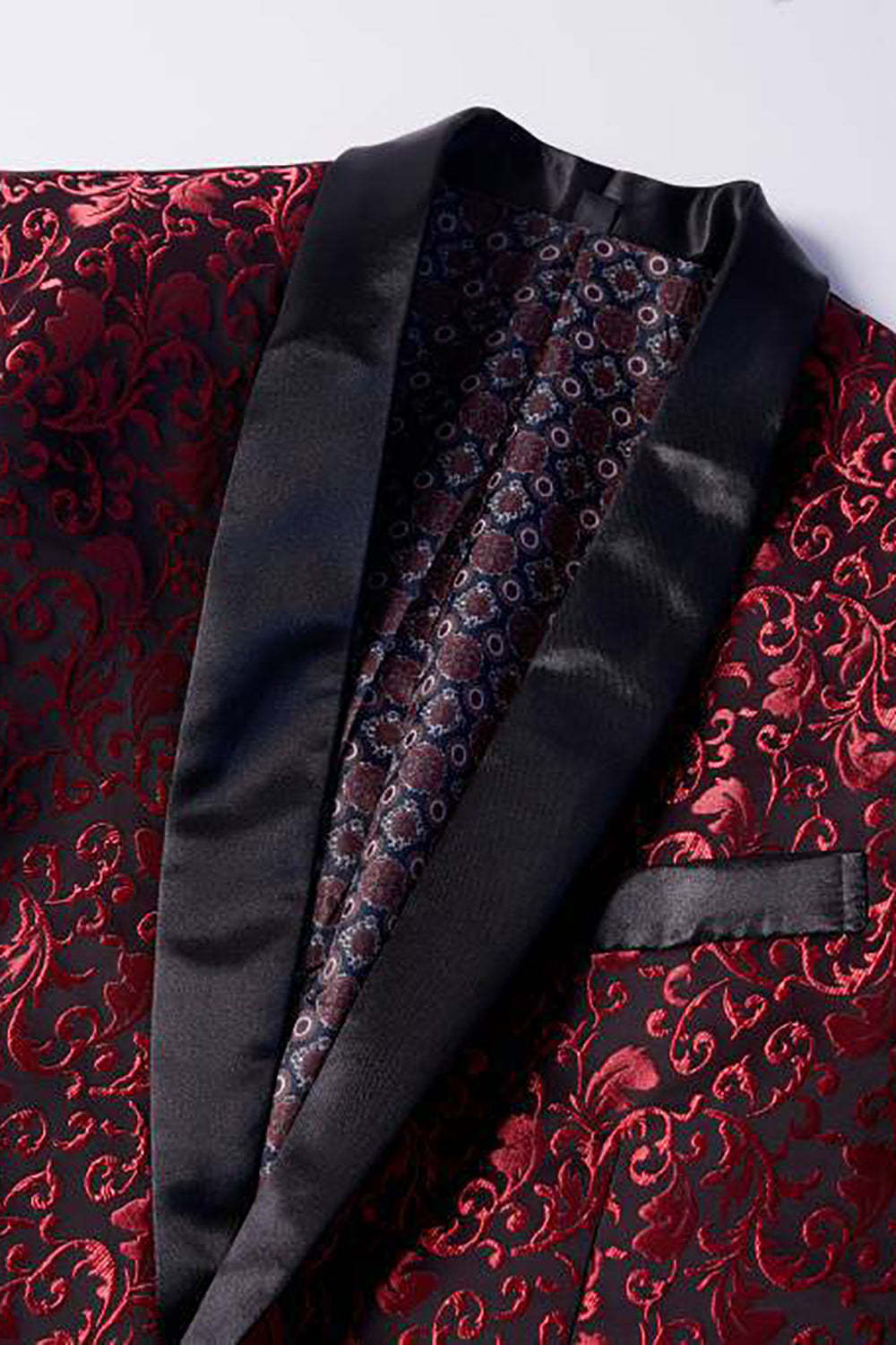 Red Shawl Lapel Jacquard One Button menn Prom Blazer
