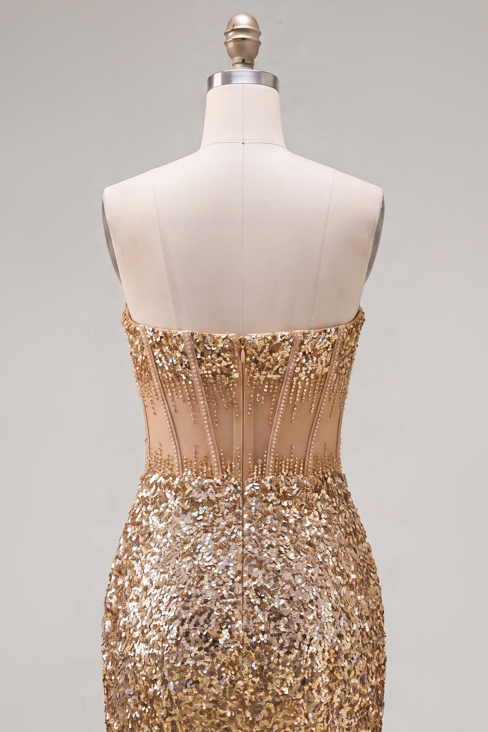 Sparkly Golden Sequin Corset Tight Short Homecoming Dress