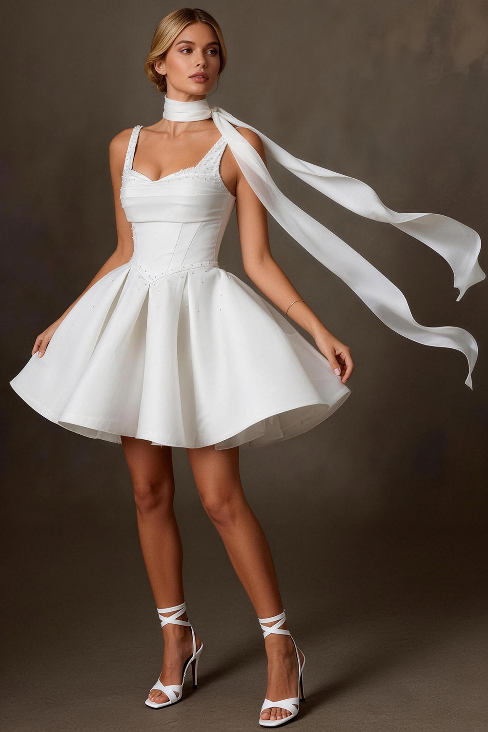 Cute White A Line Corset Short Bridal Shower Dress