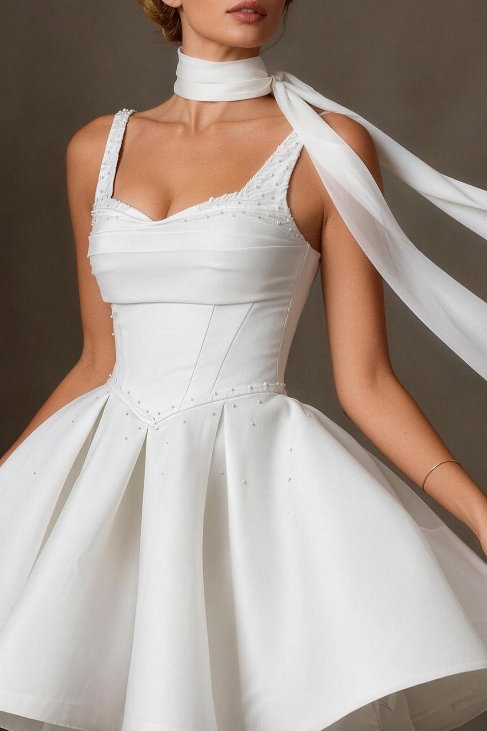Cute White A Line Corset Short Bridal Shower Dress