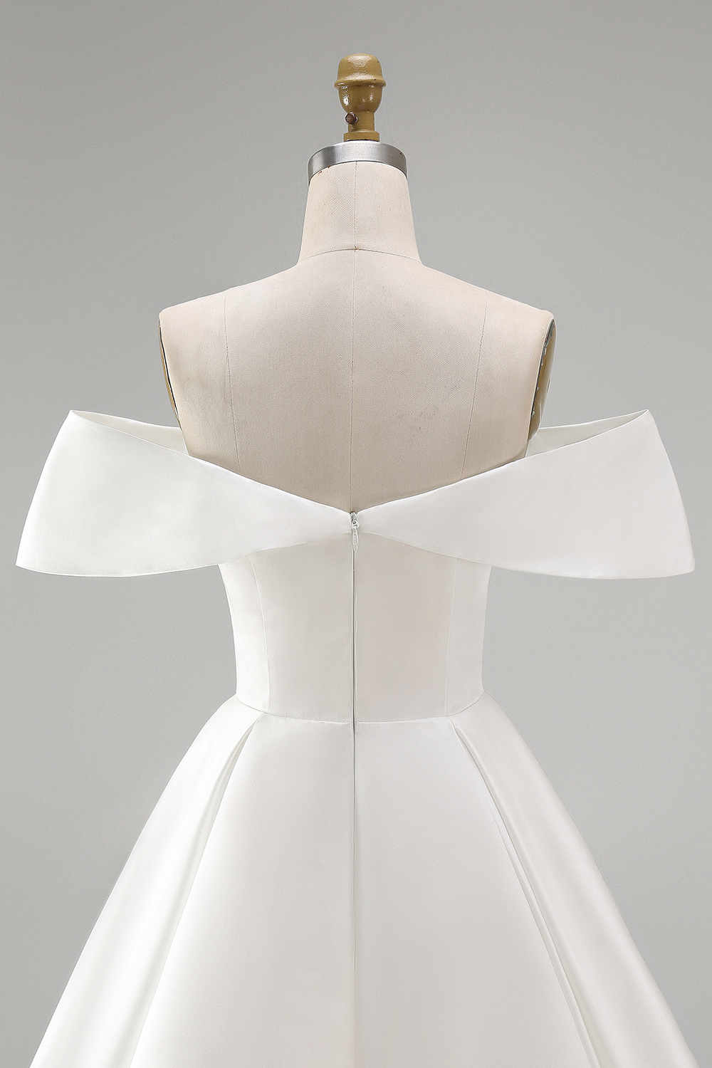 White Corset Satin Off the Shoulder A Line Short Bridal Shower Dress