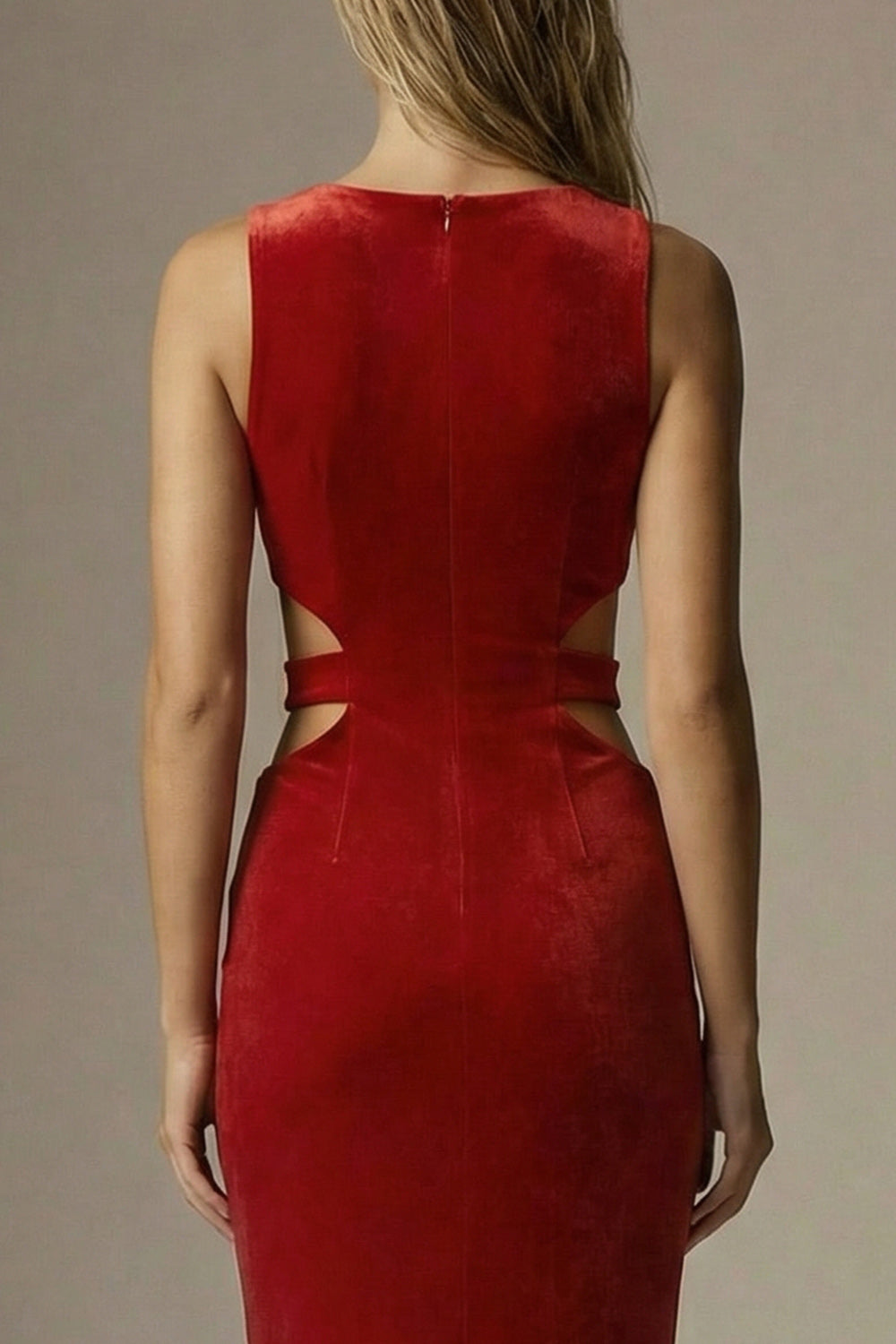 Elegant Dark Red Velvet Cut Out Long Mermaid Formal Dress