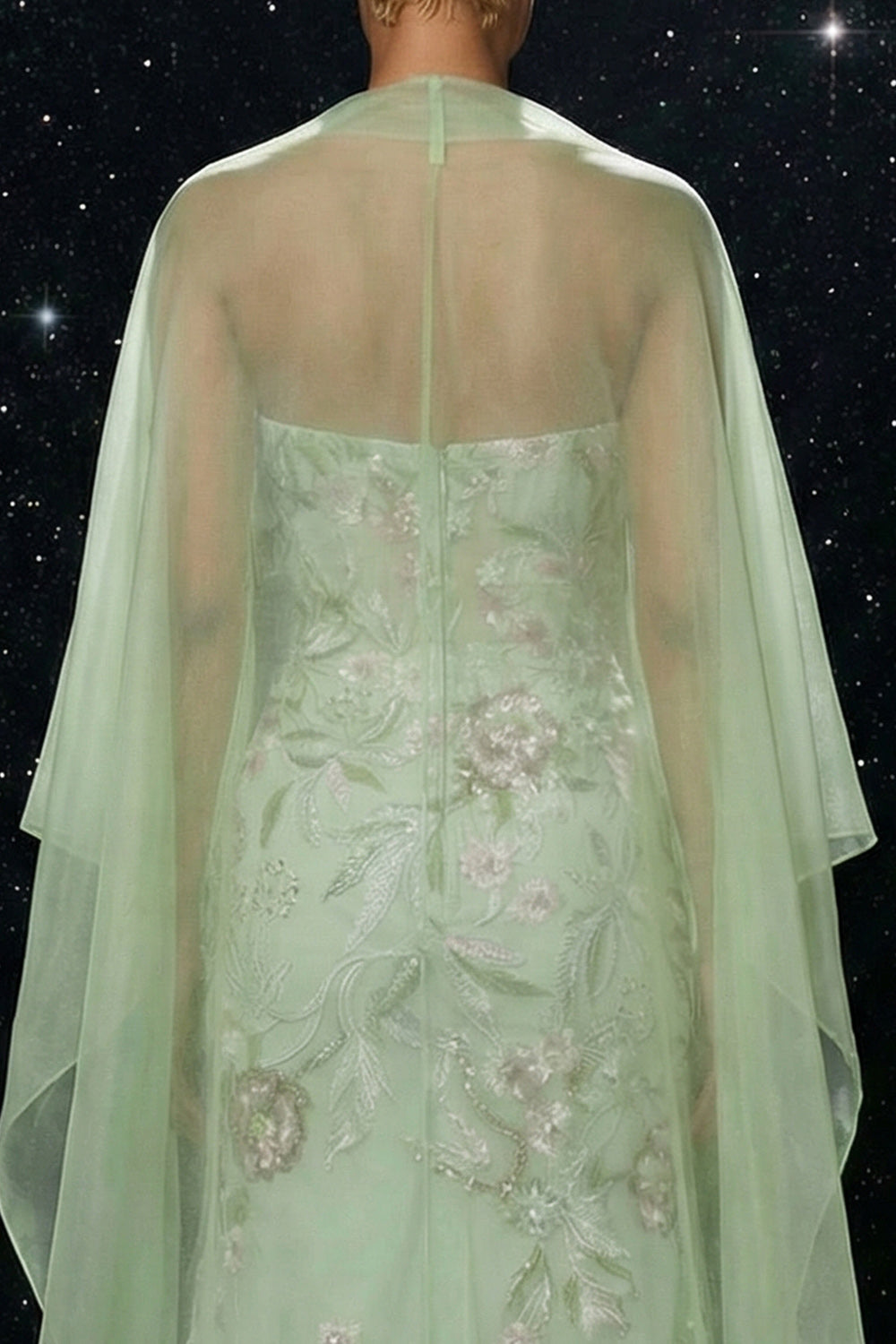 Green Corset Strapless Mermaid Ruffled Long Floral Prom Dress with Slit
