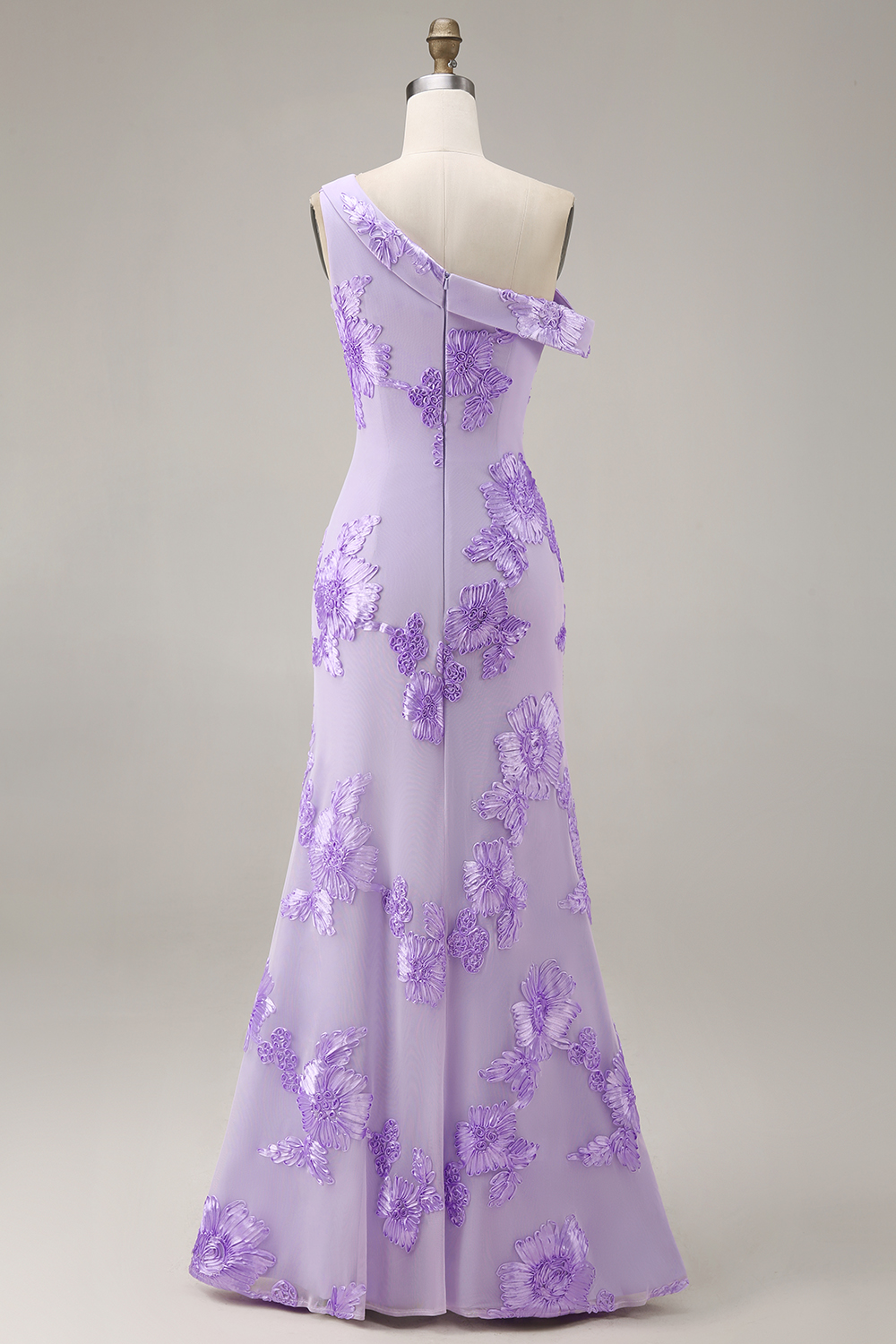 Yellow One Shoulder Long Mermaid Floral Prom Dress with Slit