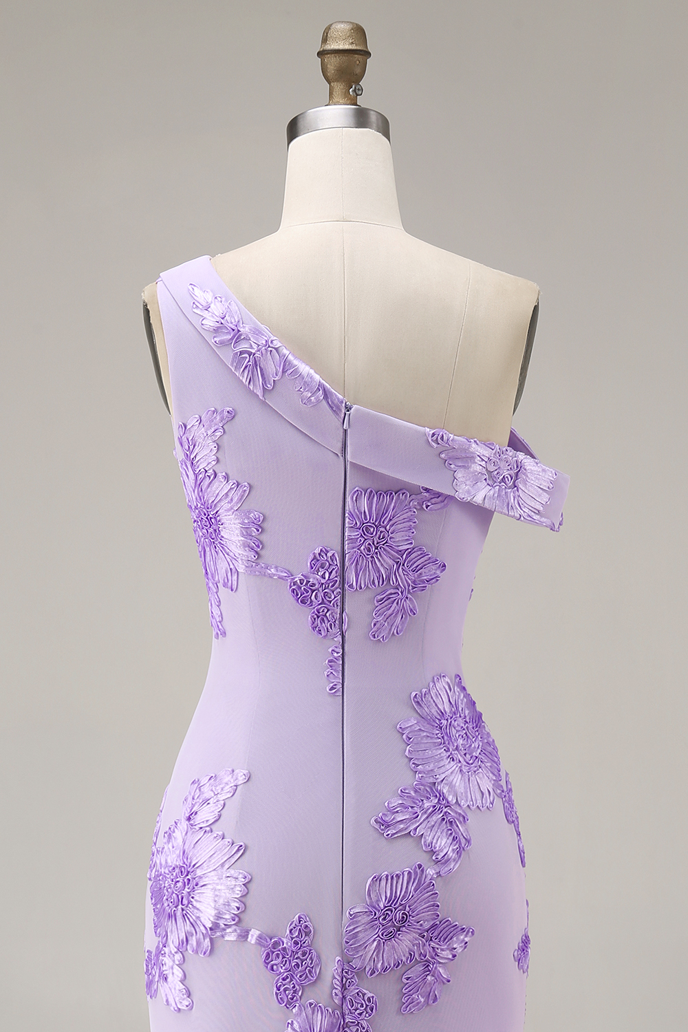 Yellow One Shoulder Long Mermaid Floral Prom Dress with Slit