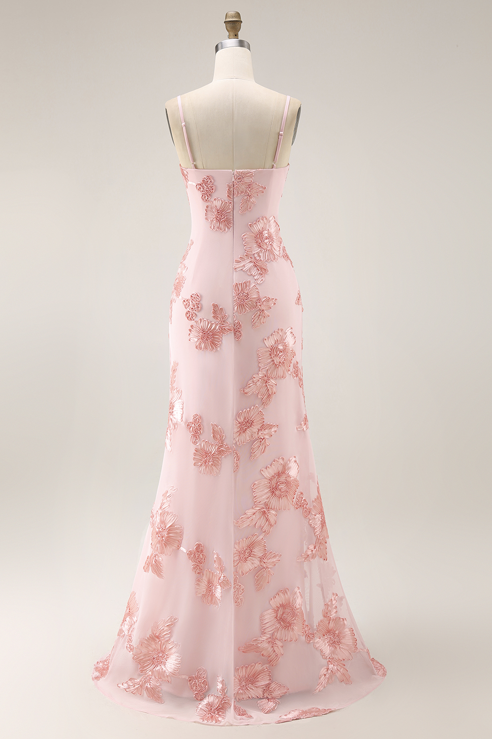 Floral Yellow Mermaid Spaghetti Straps Ruffled Long Prom Dress with Slit