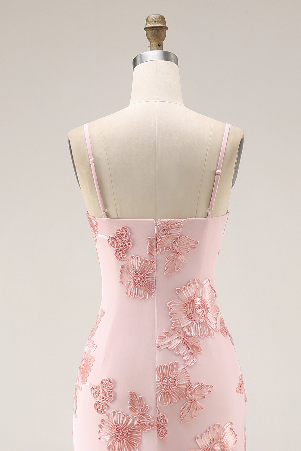 Floral Yellow Mermaid Spaghetti Straps Ruffled Long Prom Dress with Slit