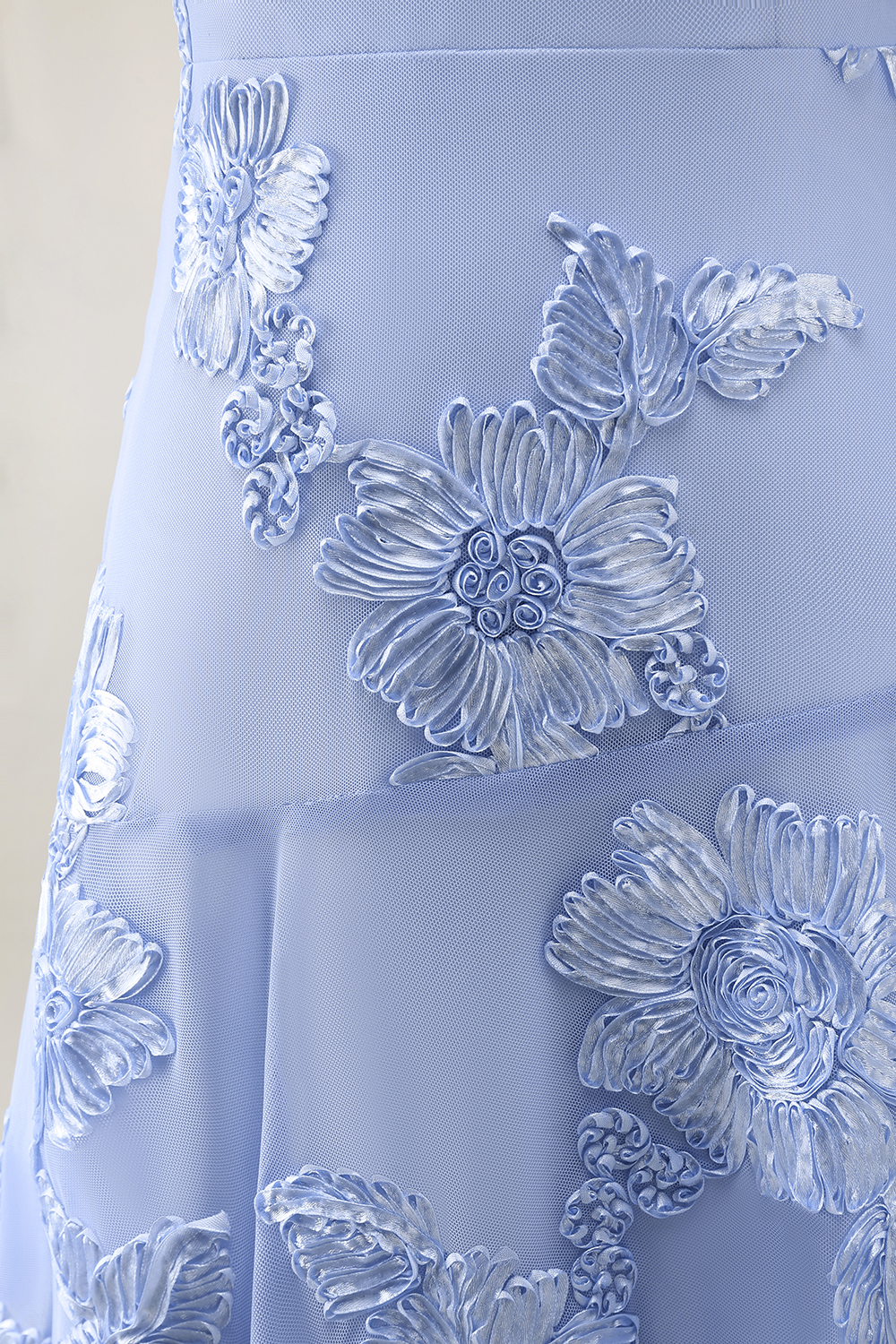 Yellow Spaghetti Straps Floral Long A Line Prom Dress with Ruffles