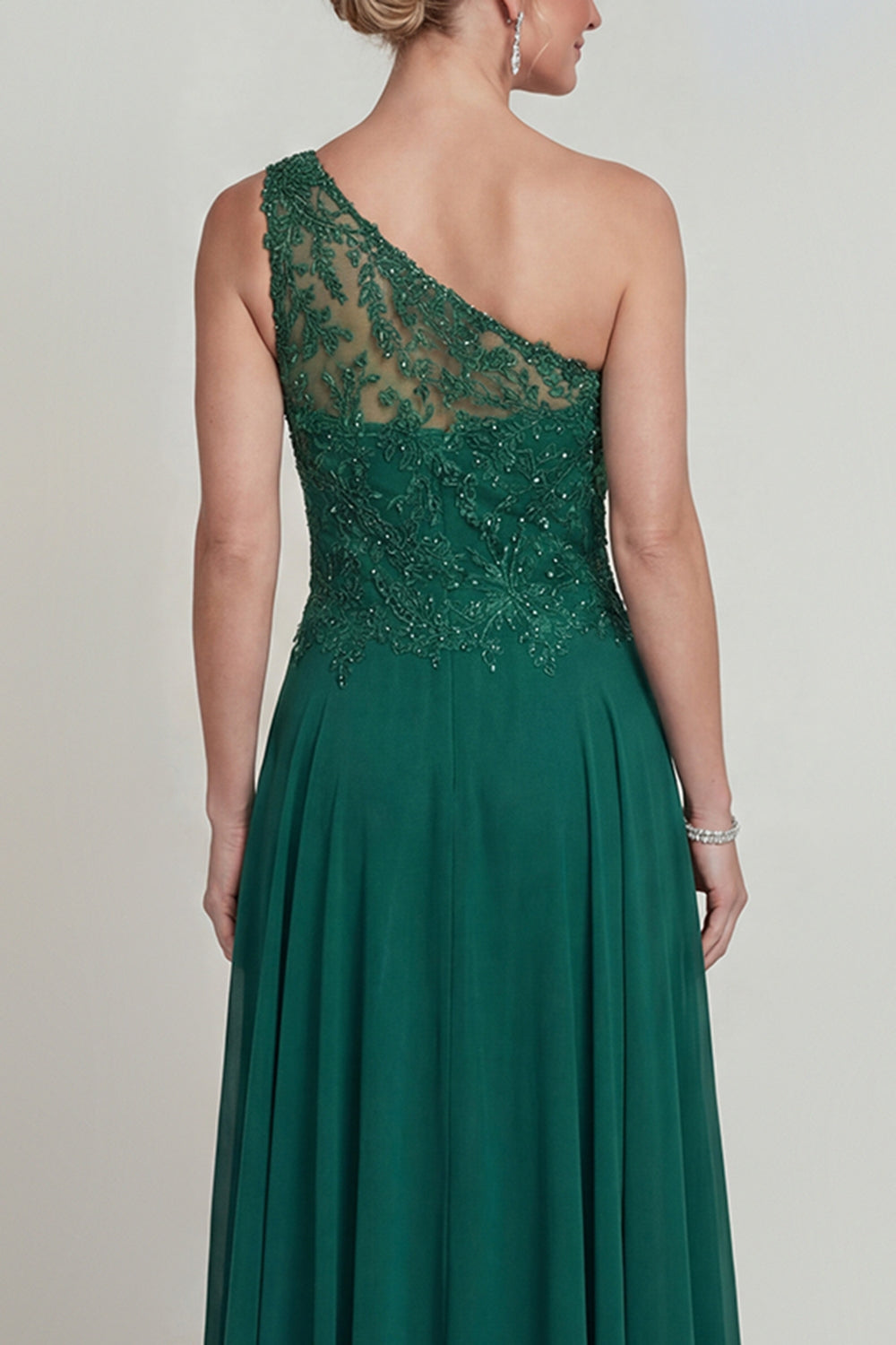 Sparkly Dark Green Beaded Long A Line Mother of the Bride Dress