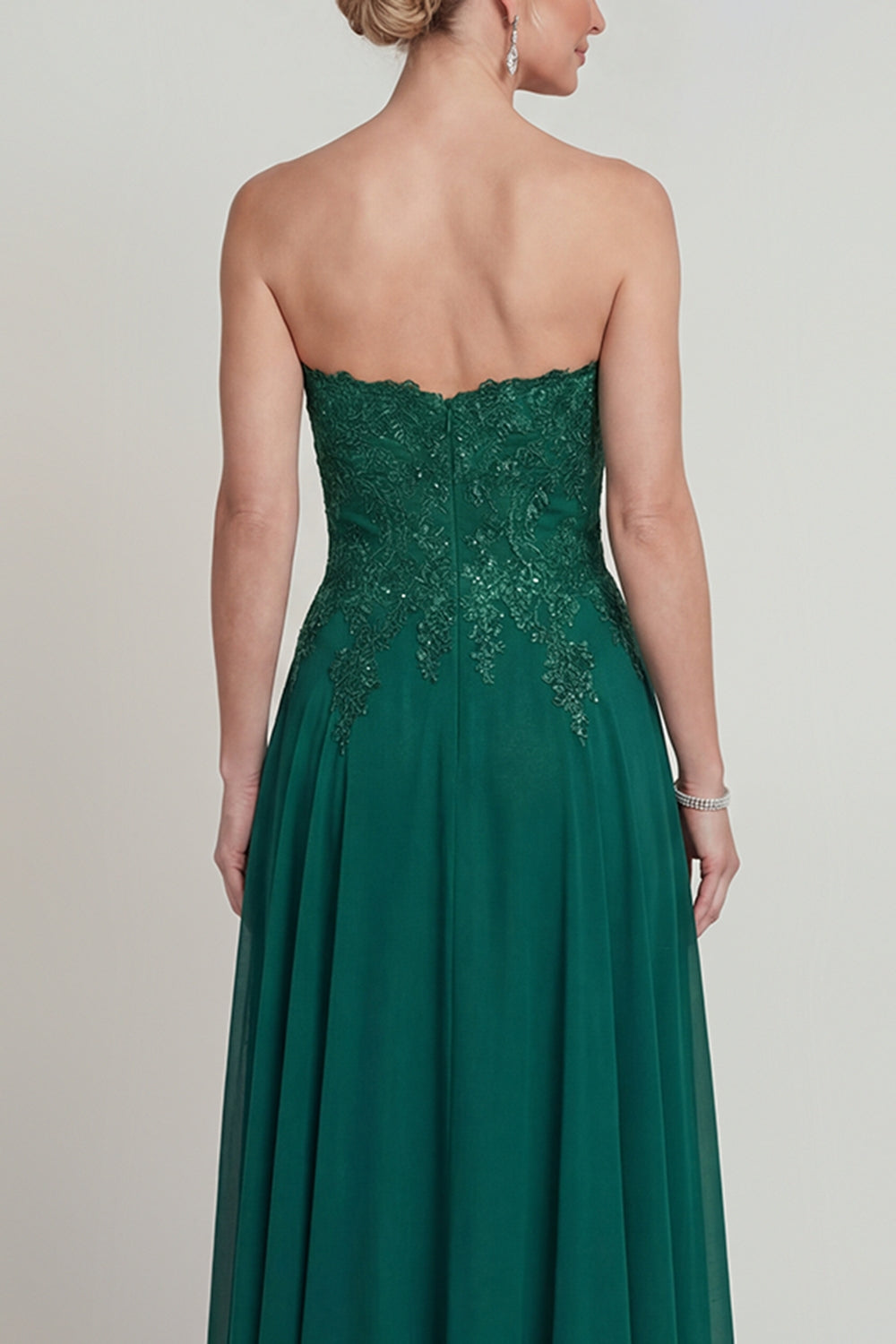 Sparkly Dark Green Strapless Beaded Long Mother of the Bride Dress