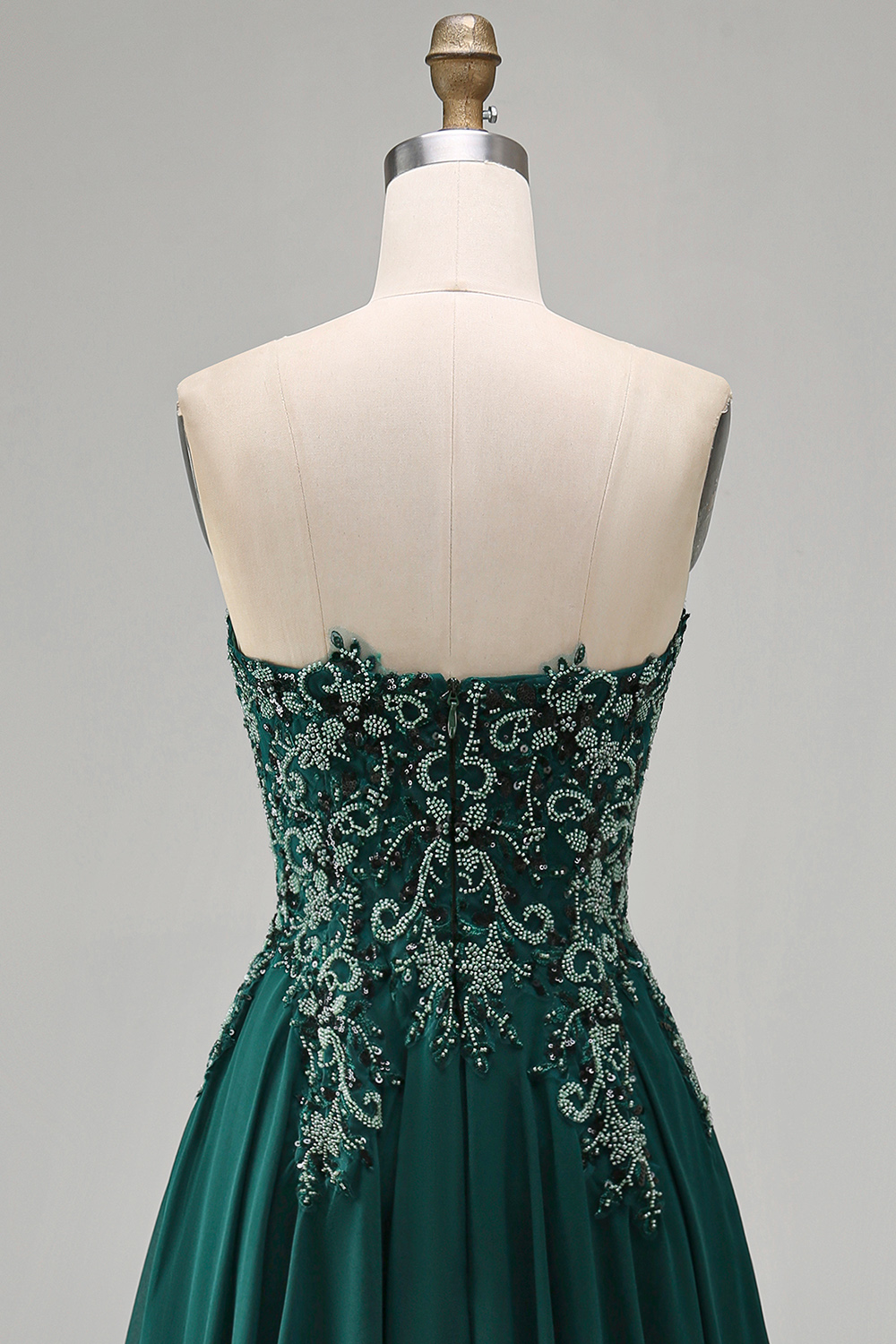 Sparkly Dark Green Strapless Beaded Long Mother of the Bride Dress