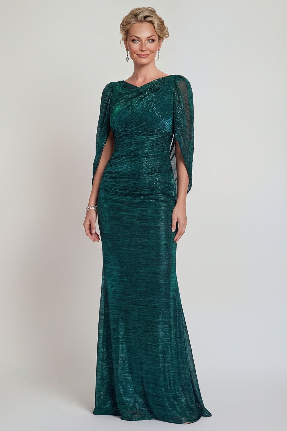 Dark Green Mermaid Metallic Long Mother of the Bride Dress