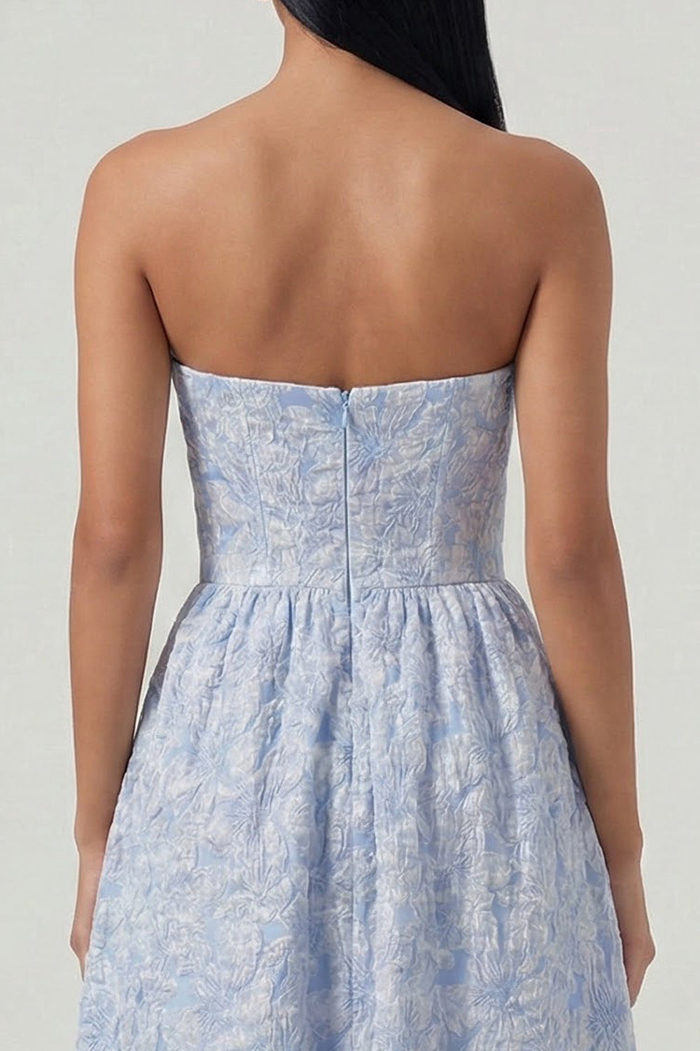 Blue Sweetheart Corset A Line Long Floral Formal Dress