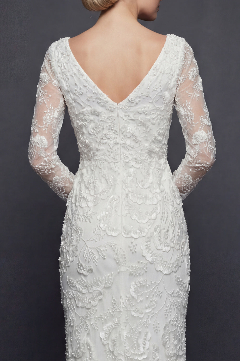 Sparkly White Beaded V-Neck Appliqued Mermaid Floral Boho Maxi Wedding Reception Dress