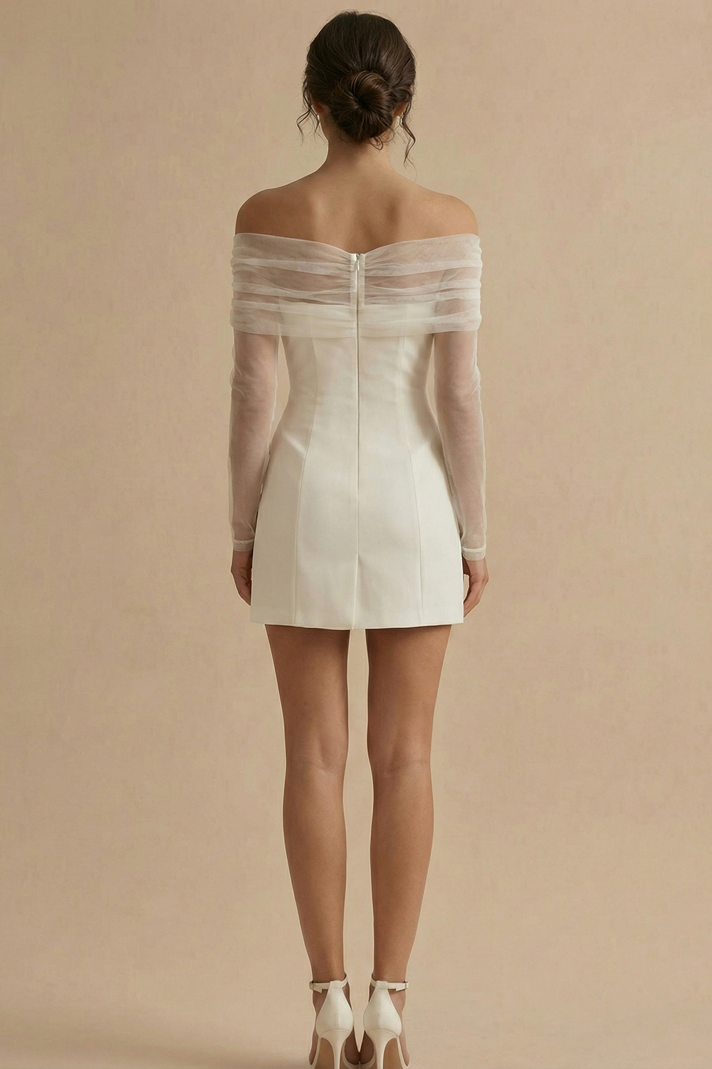 White Off the Shoulder Bodycon Short Graduation Dress