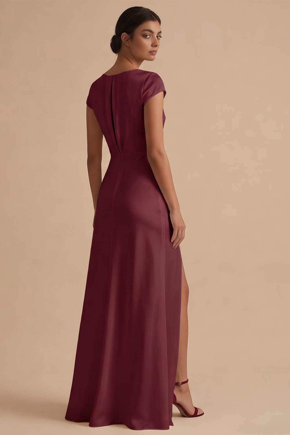 White Sheath Cowl Neck Long Engagement Dress with Slit