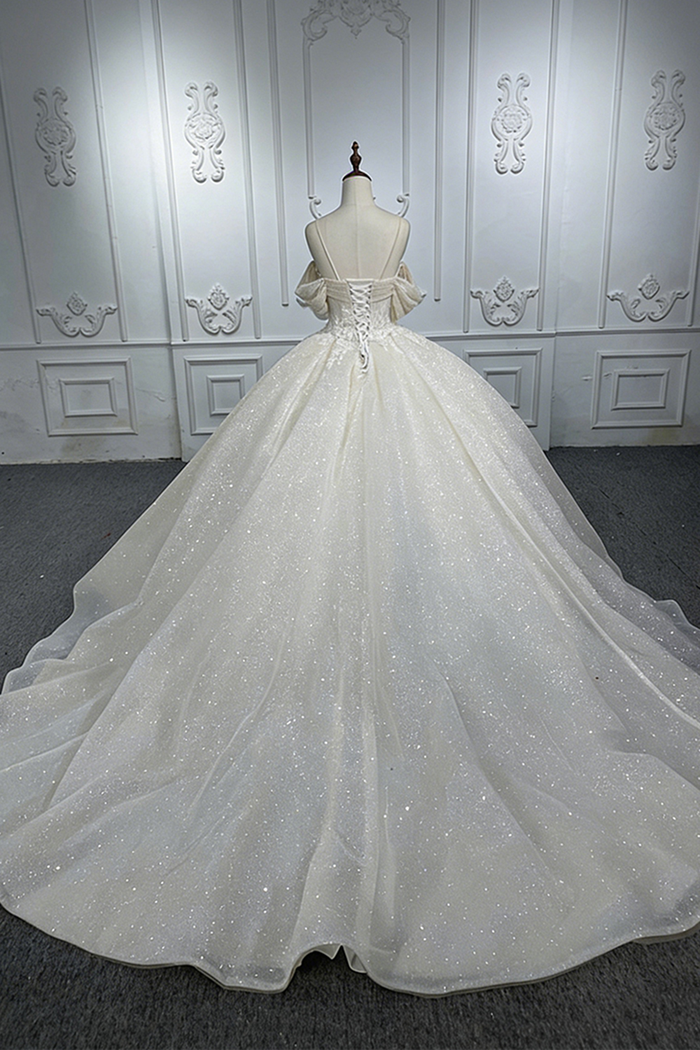 Apricot Off the Shoulder Ruffled Long Floral Ball Gown Quinceanera Dress with Appliques