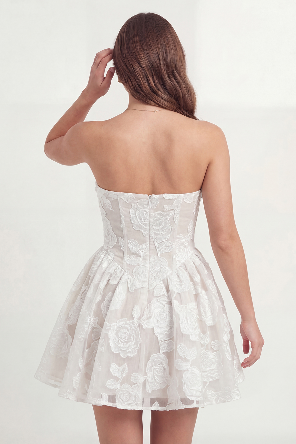 Lace White Corset Short Floral A Line Graduation Dress