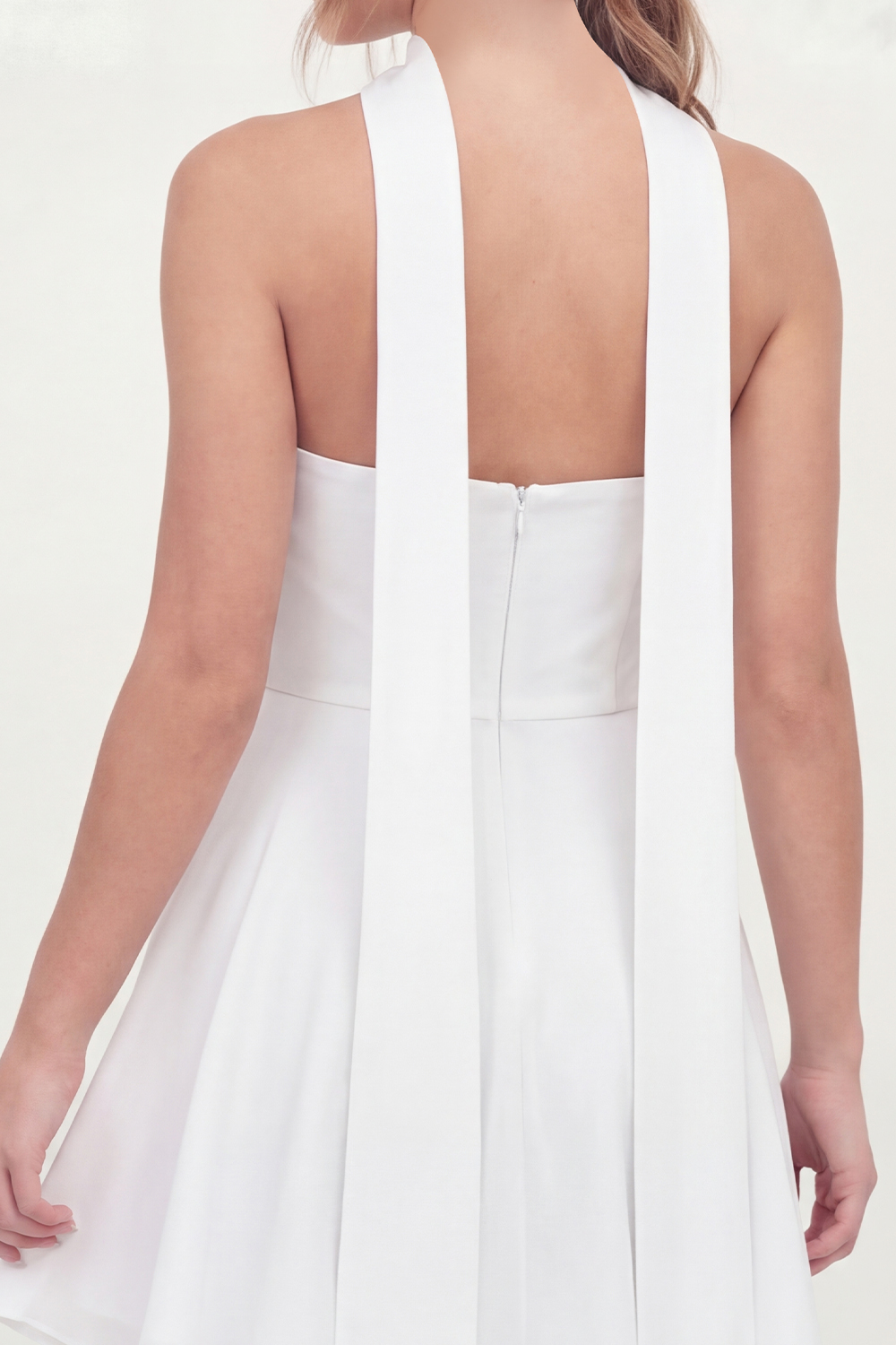 Neck Scarf White A Line Short Corset Graduation Dress