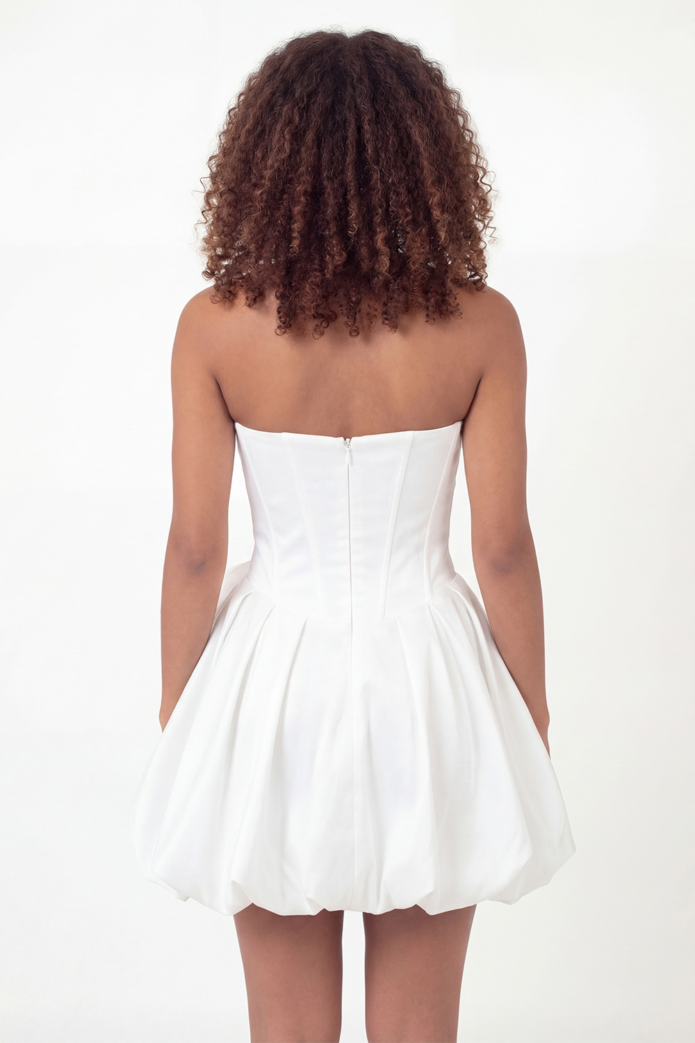 White Strapless Corset Short A Line Graduation Dress with 3D Flower